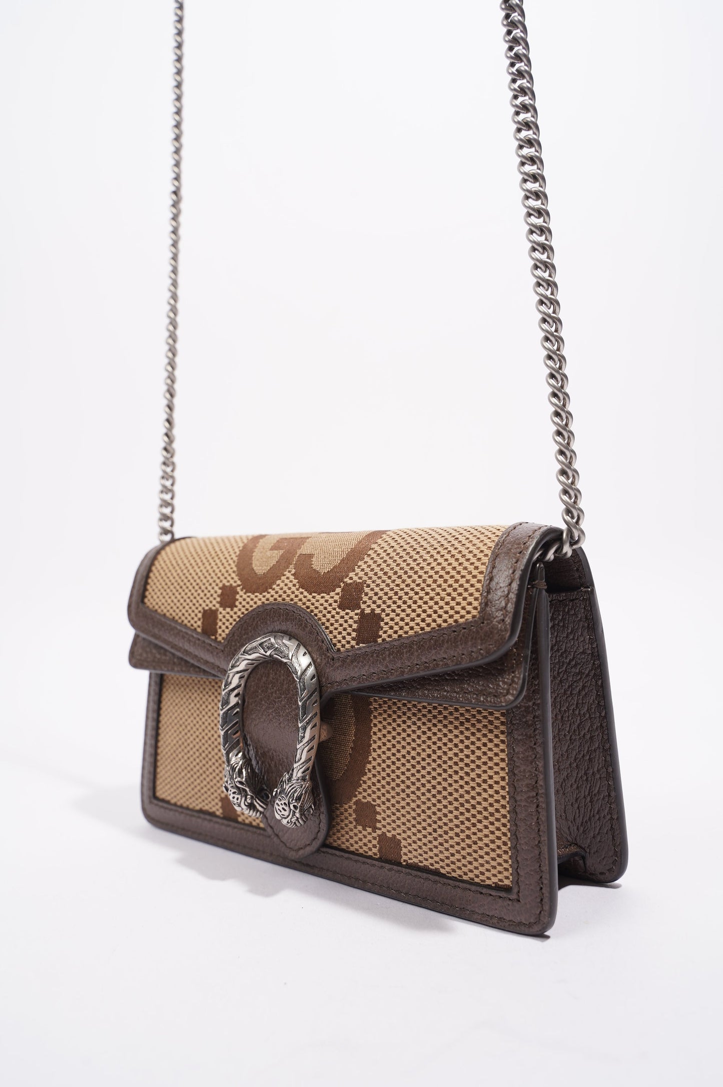 Gucci Womens Dionysus Jumbo GG Bag Brown Canvas Super Mini