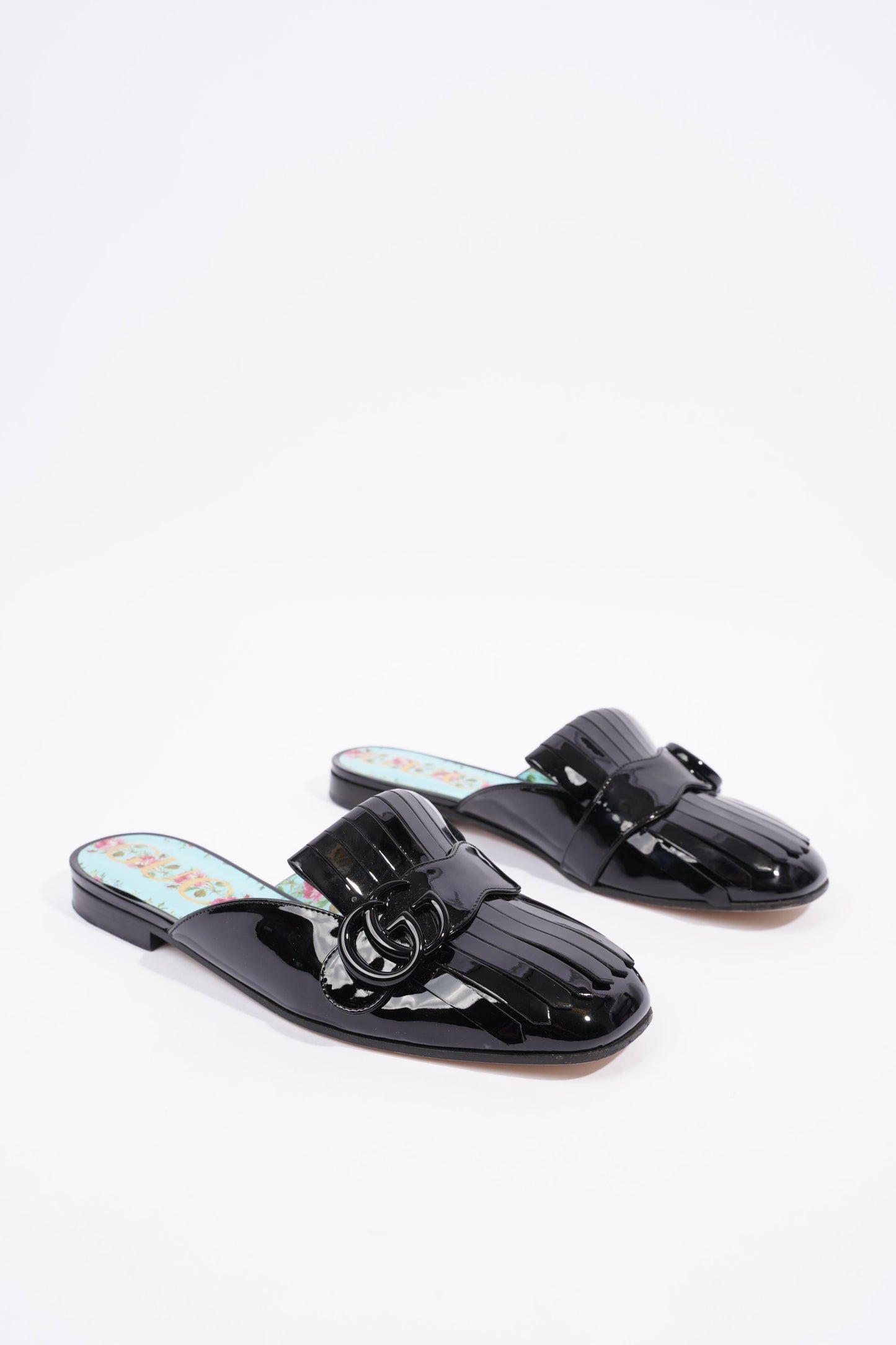 Gucci Womens Vernis Leather Sandal Black EU 37.5 / UK 4.5
