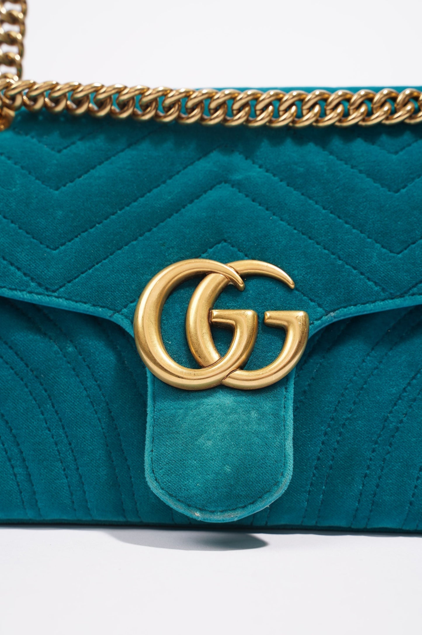 Gucci GG Marmont Flap Bag Green Velvet Small