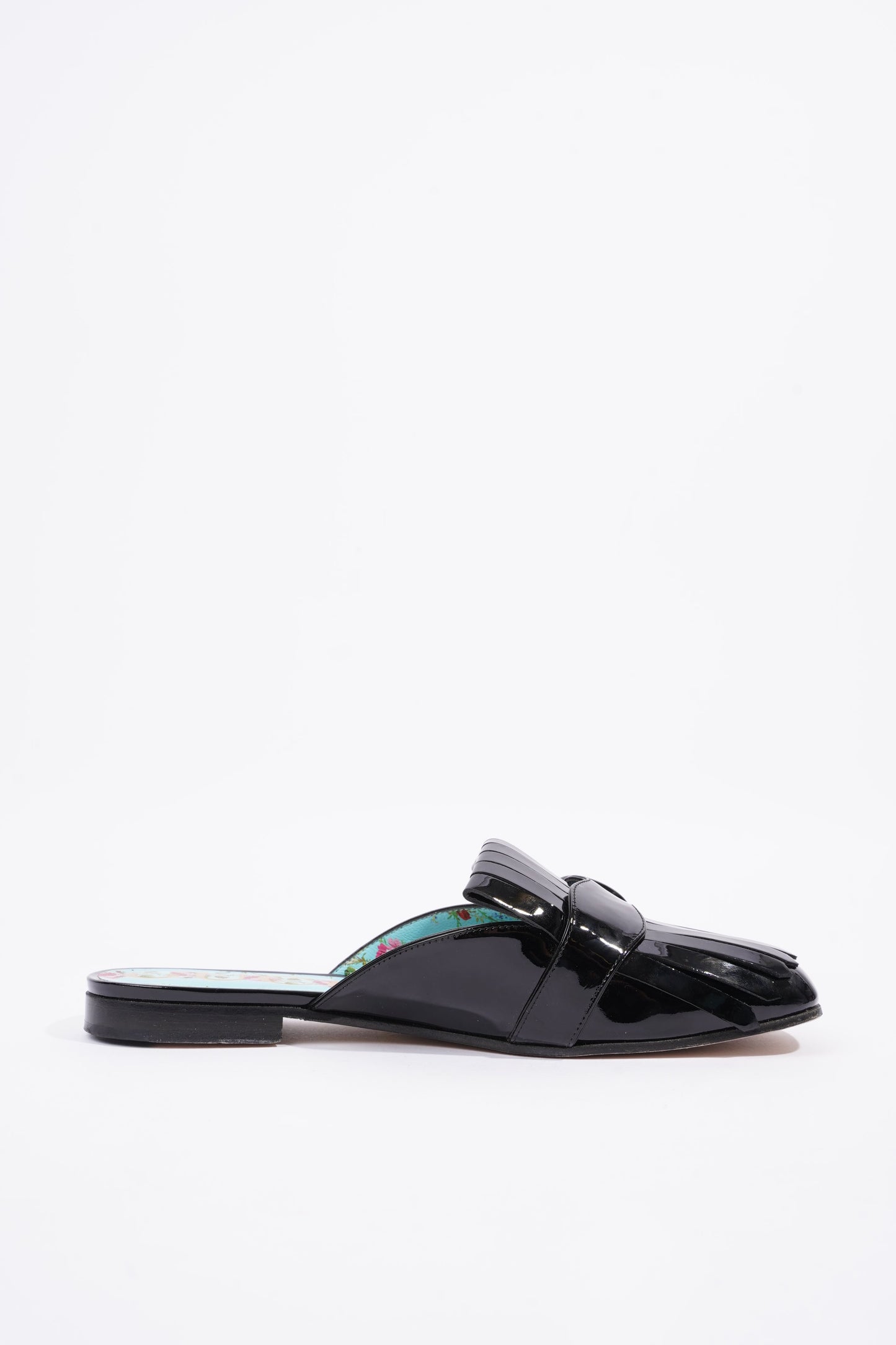 Gucci Womens Vernis Leather Sandal Black EU 37.5 / UK 4.5