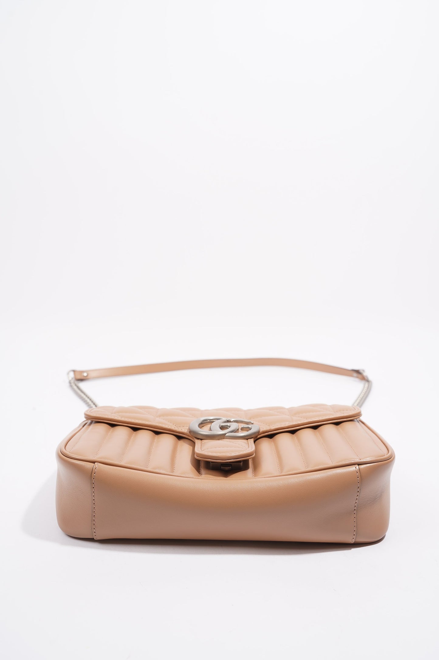 Gucci Womens GG Marmont Bag Nude Leather Small