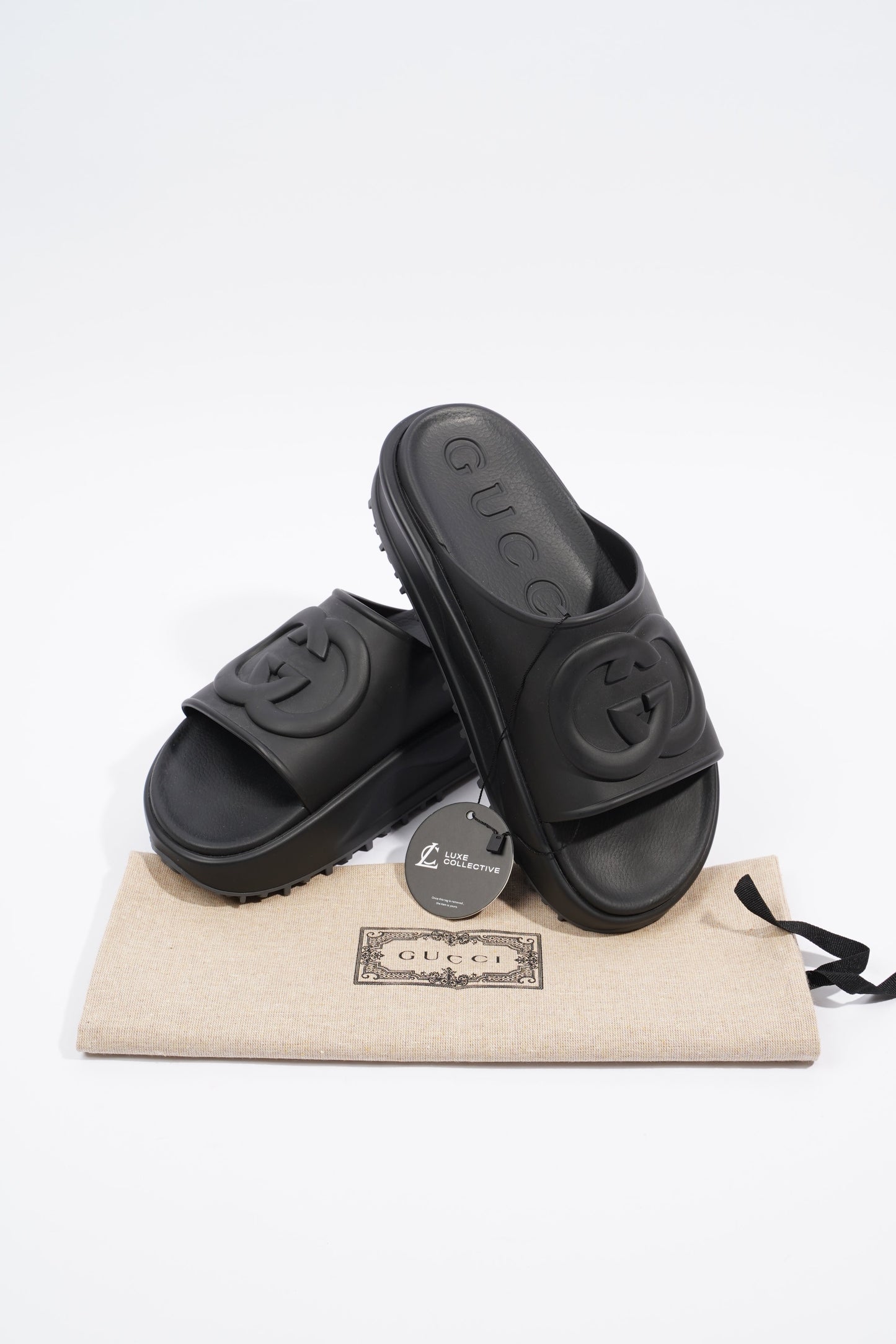 Gucci Mens Interlocking G Slide Black EU 42 / UK 8
