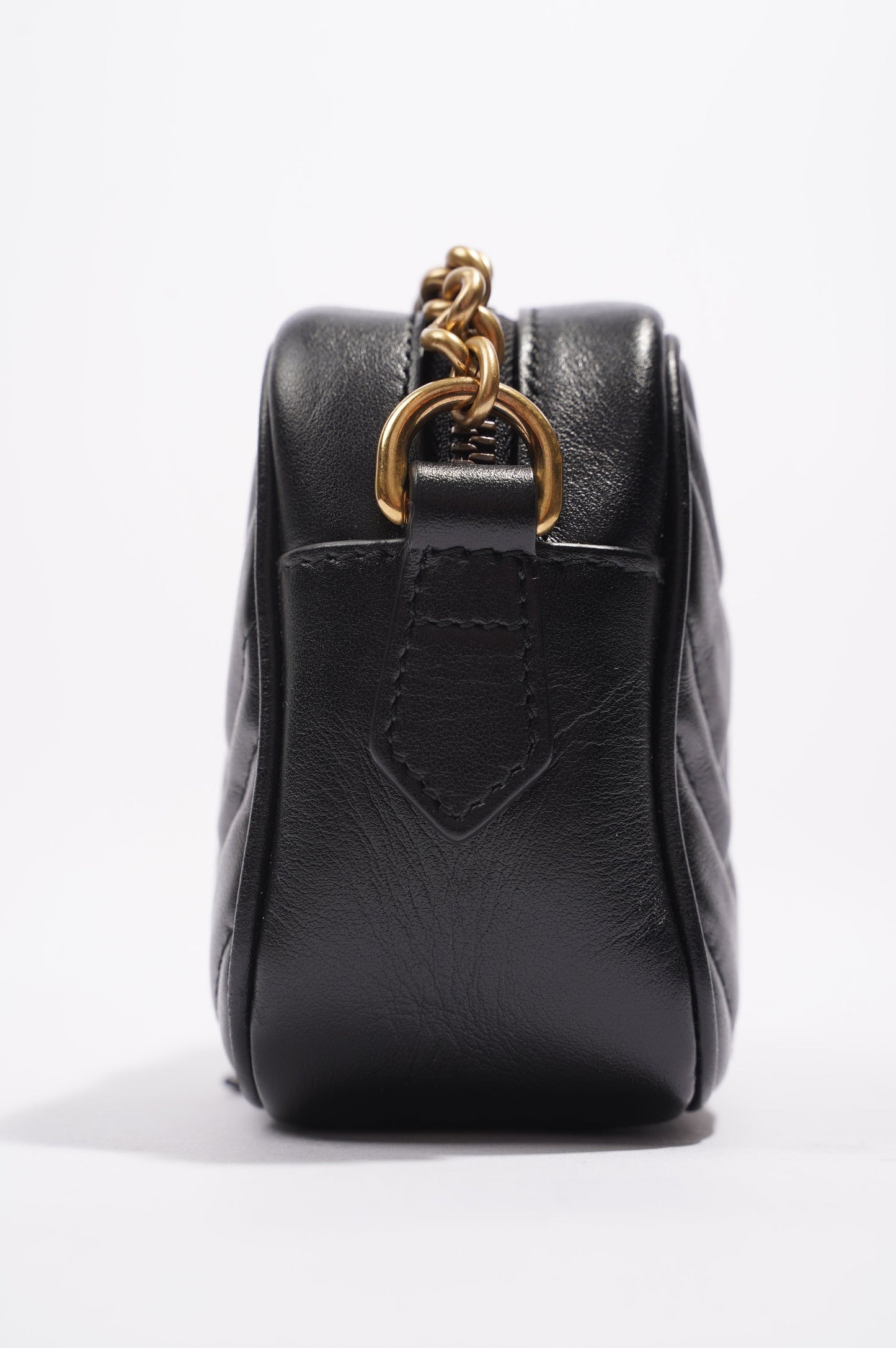 Gucci Womens Marmont Zip Black Leather Mini