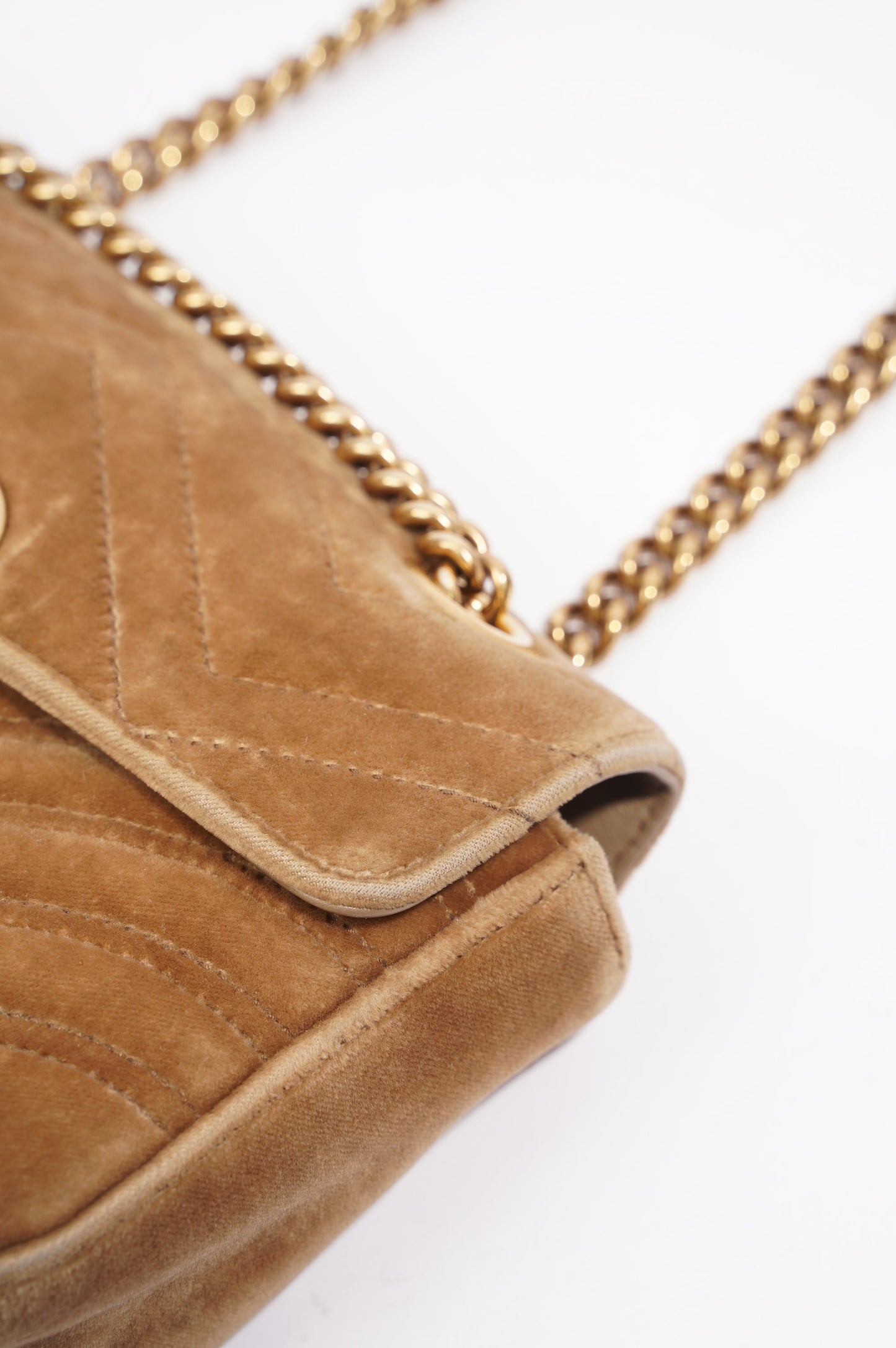 Gucci Womens GG Marmont Flap Bag Caramel Small