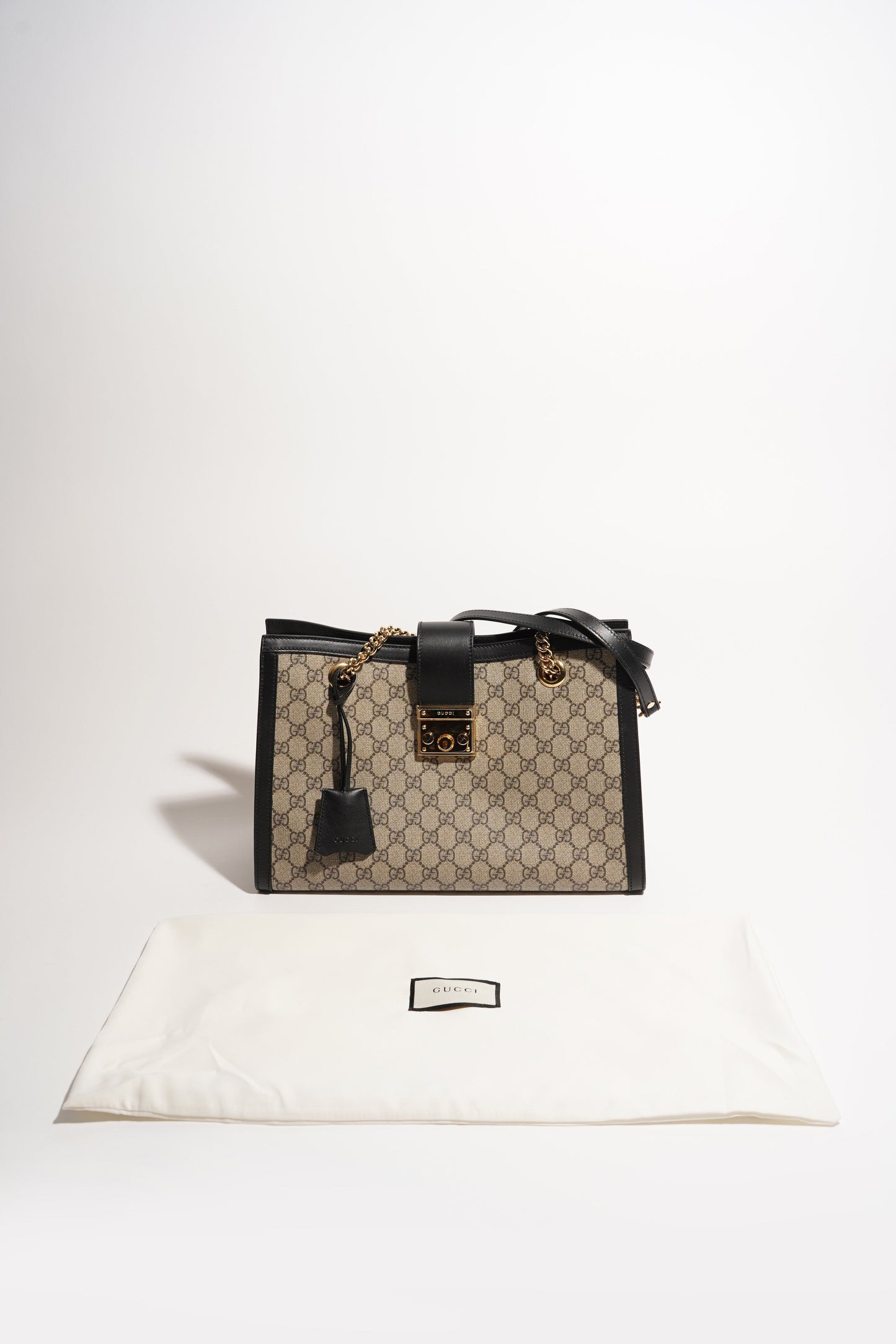 Gucci Womens Padlock Bag Supreme Black Medium