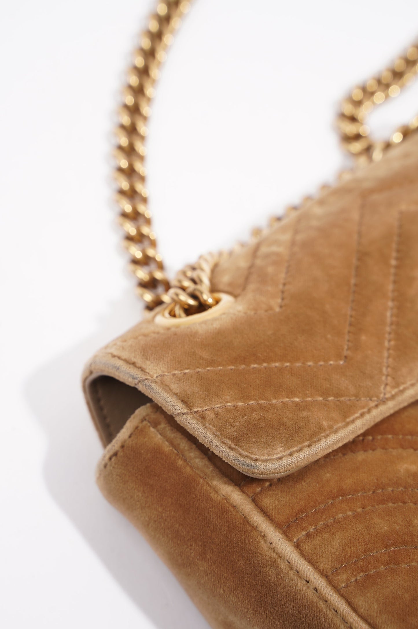 Gucci Womens GG Marmont Flap Bag Caramel Small