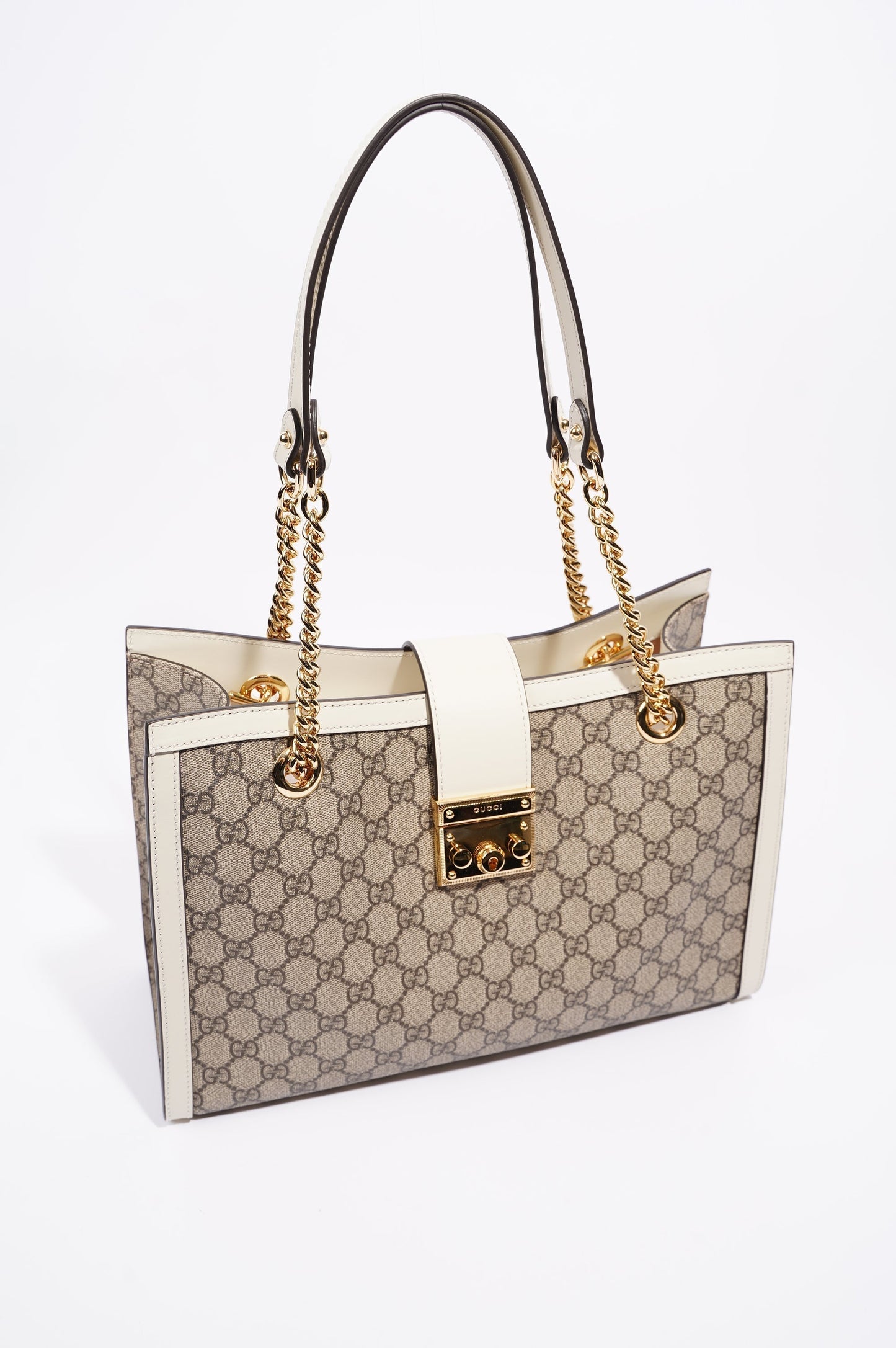 Gucci Womens Padlock Bag Supreme Cream Medium