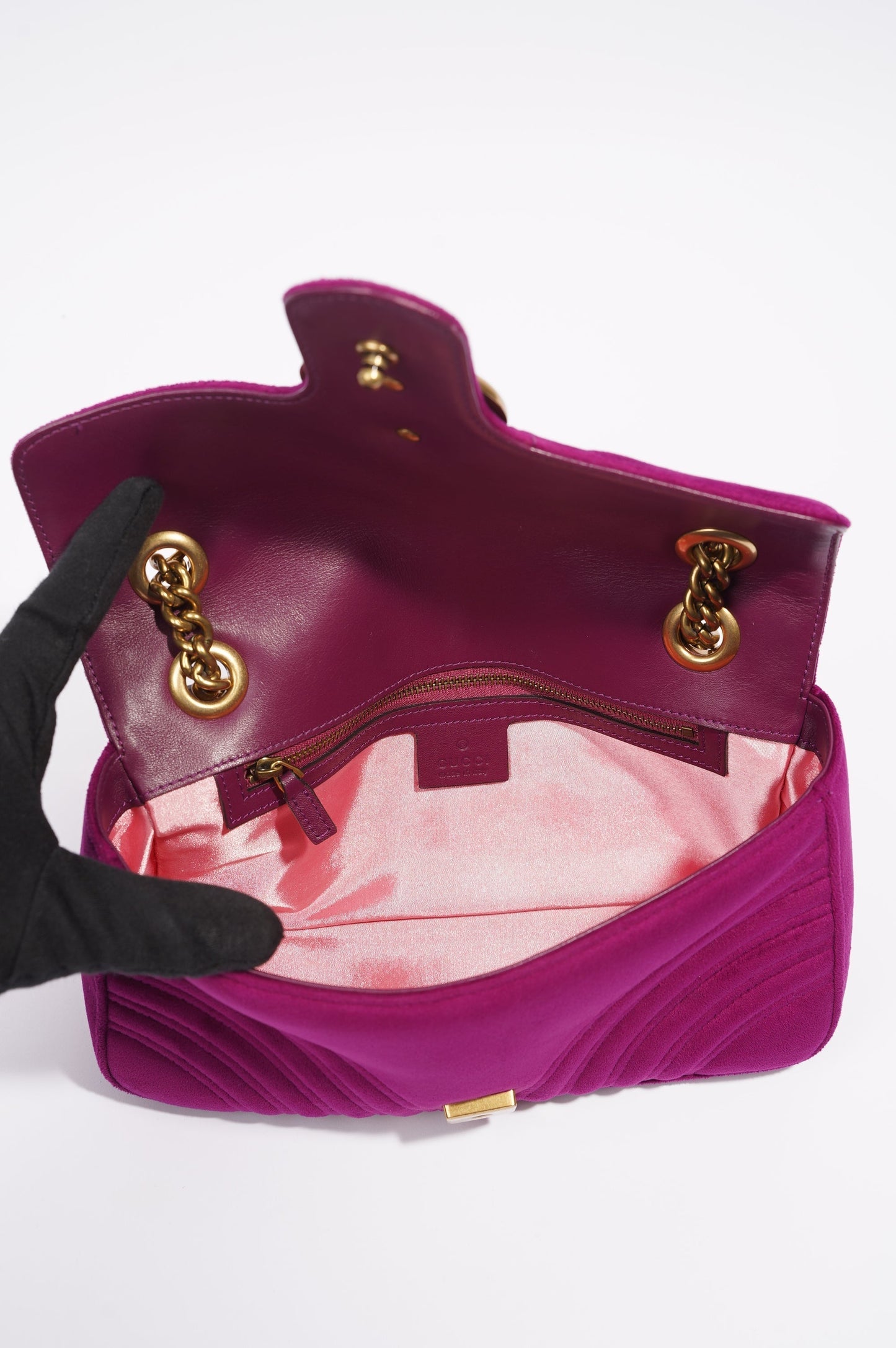 Gucci GG Marmont Flap Bag Purple Velvet Small