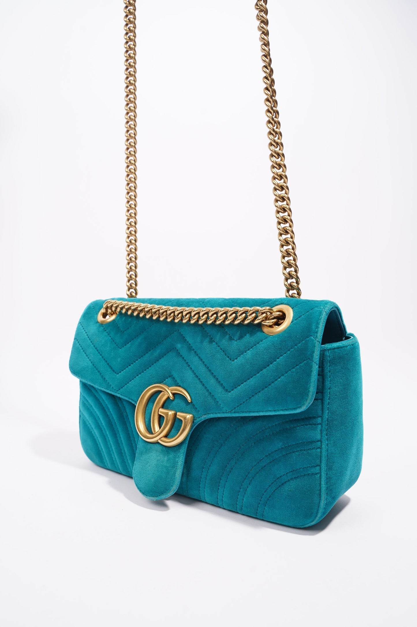 Gucci GG Marmont Flap Bag Green Velvet Small