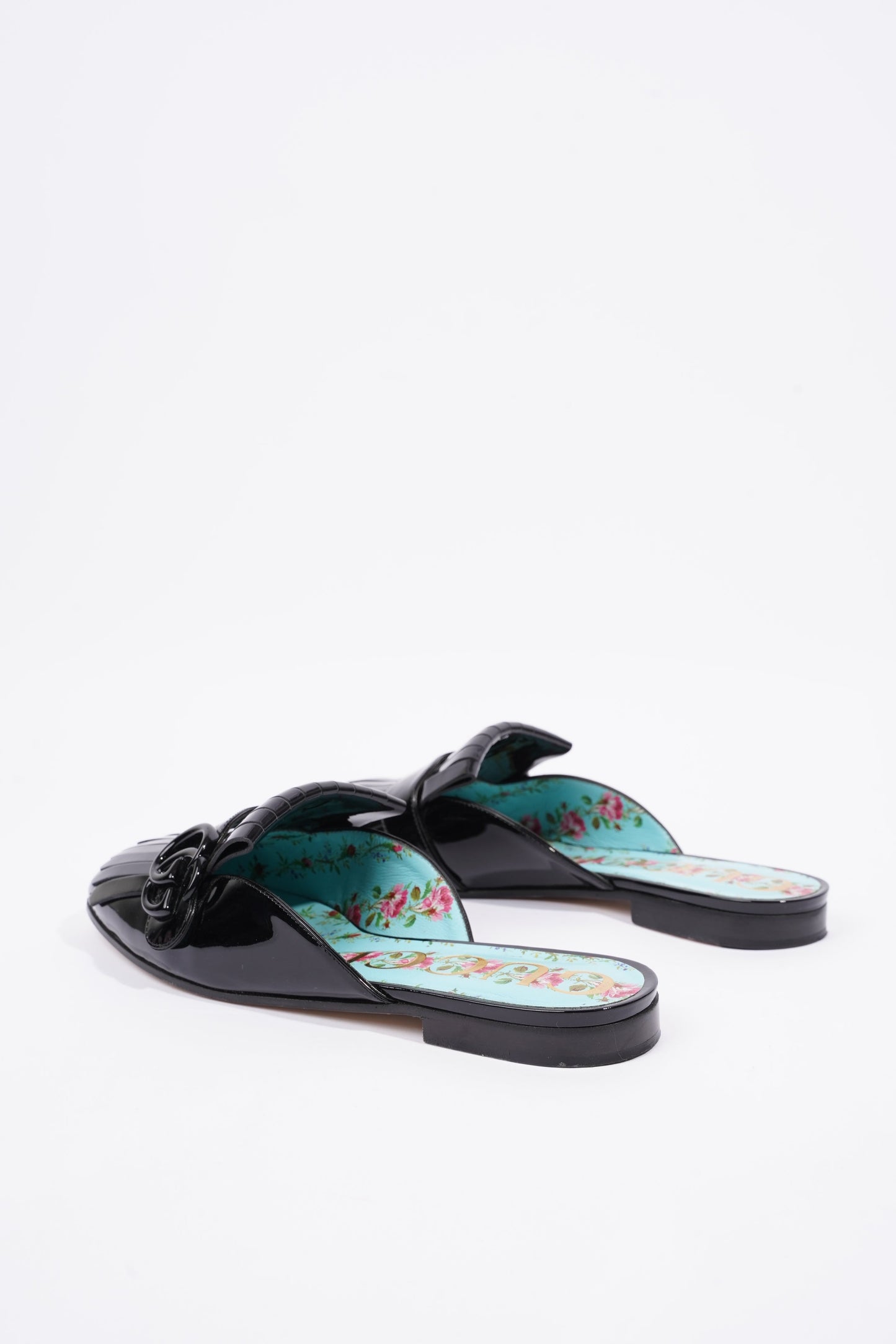 Gucci Womens Vernis Leather Sandal Black EU 37.5 / UK 4.5