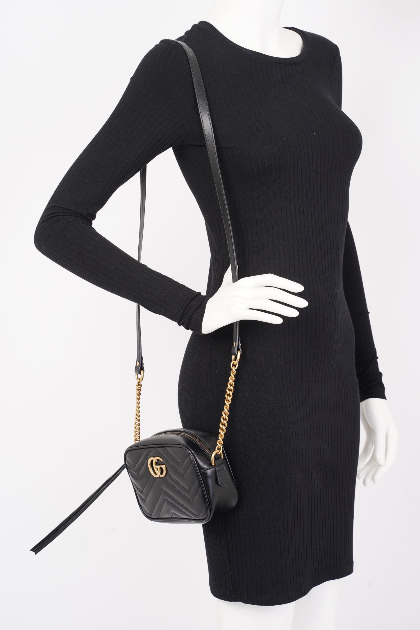 Gucci GG Marmont Matelasse Mini Black Matelasse Leather