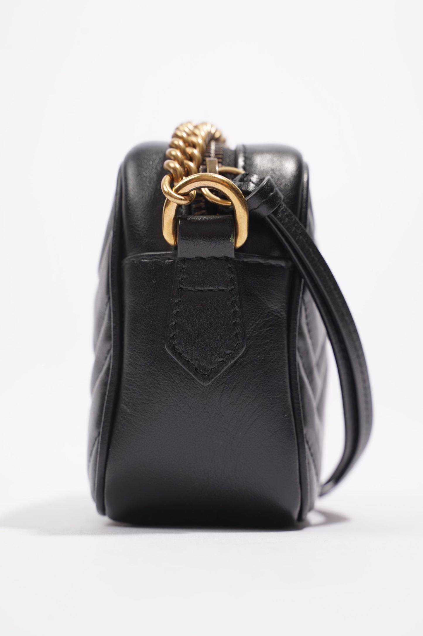 Gucci Womens Marmont Zip Black Leather Mini