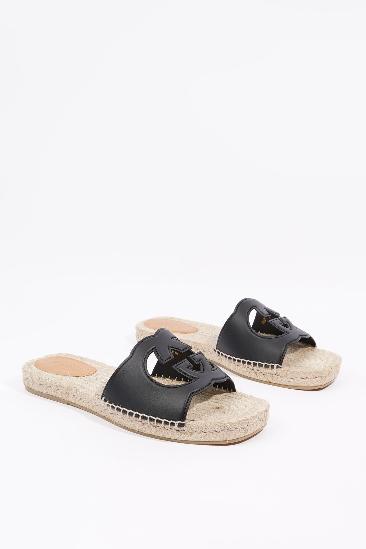 Gucci Mens Interlocking G Cut-Out Slide Sandal Black EU 45 / UK 11
