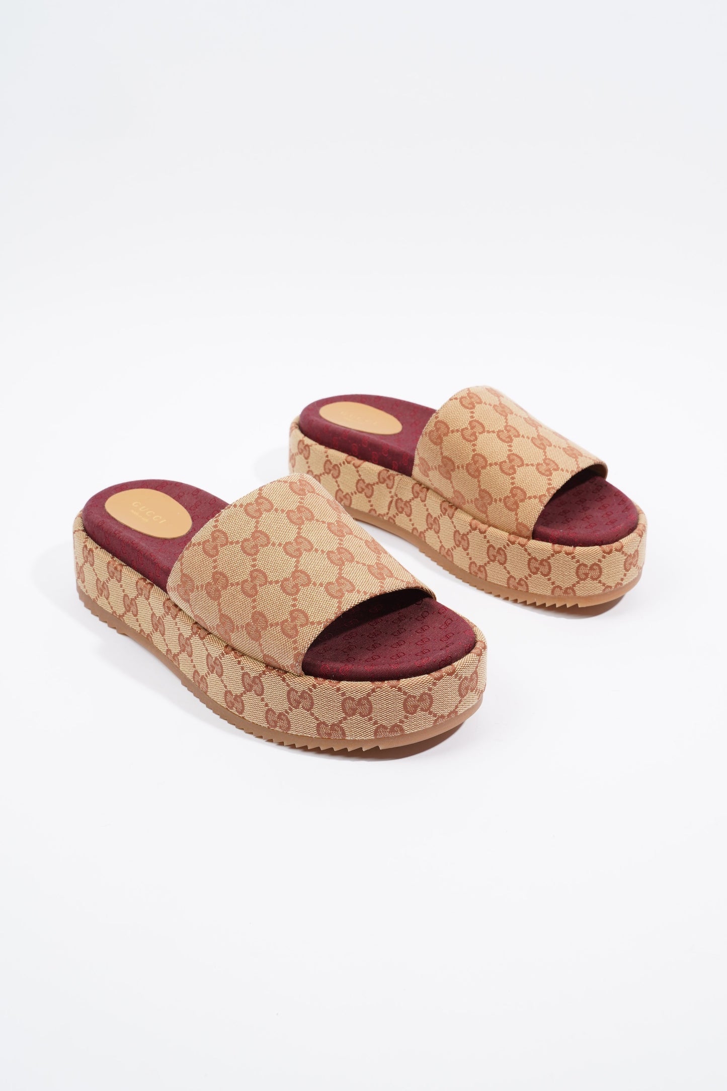 Gucci Womens Angelina GG Monogram Slides Tan EU 41 / UK 8