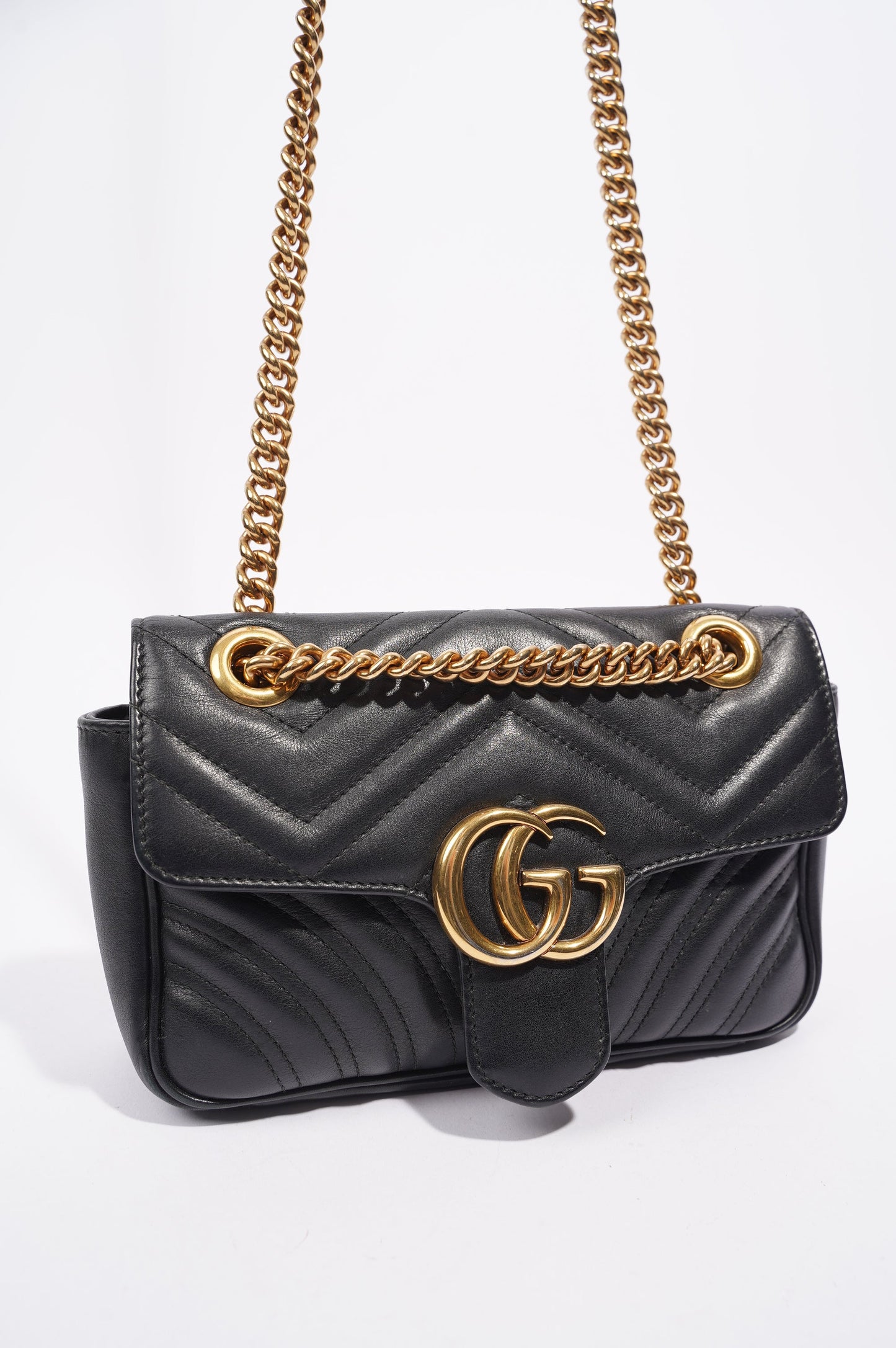 Gucci Womens GG Marmont Flap Bag Black Mini