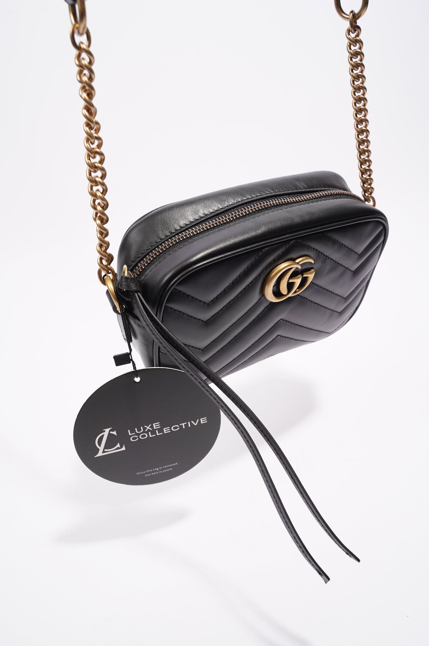Gucci Womens Marmont Zip Black Mini