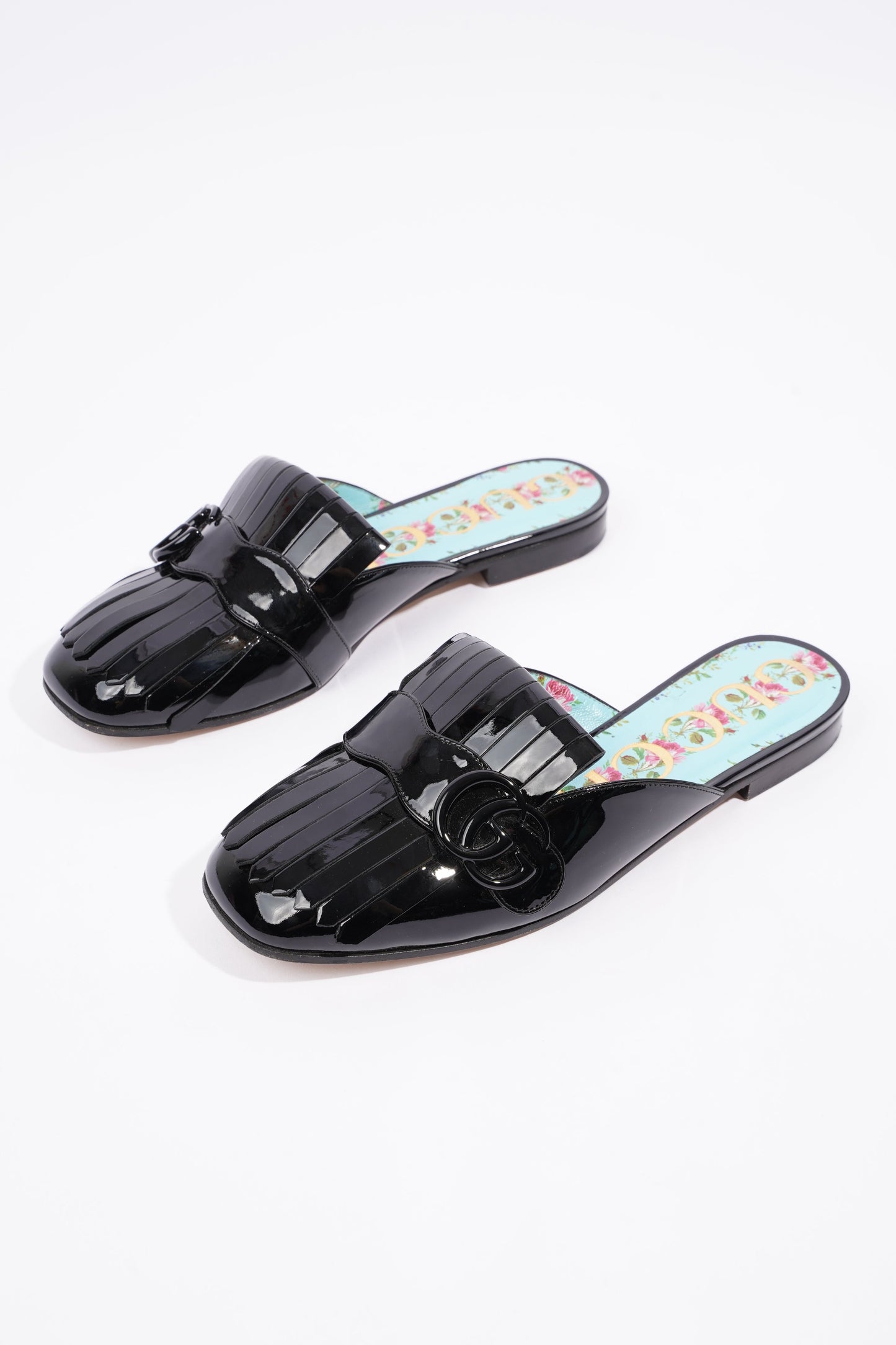 Gucci Womens Vernis Leather Sandal Black EU 37.5 / UK 4.5