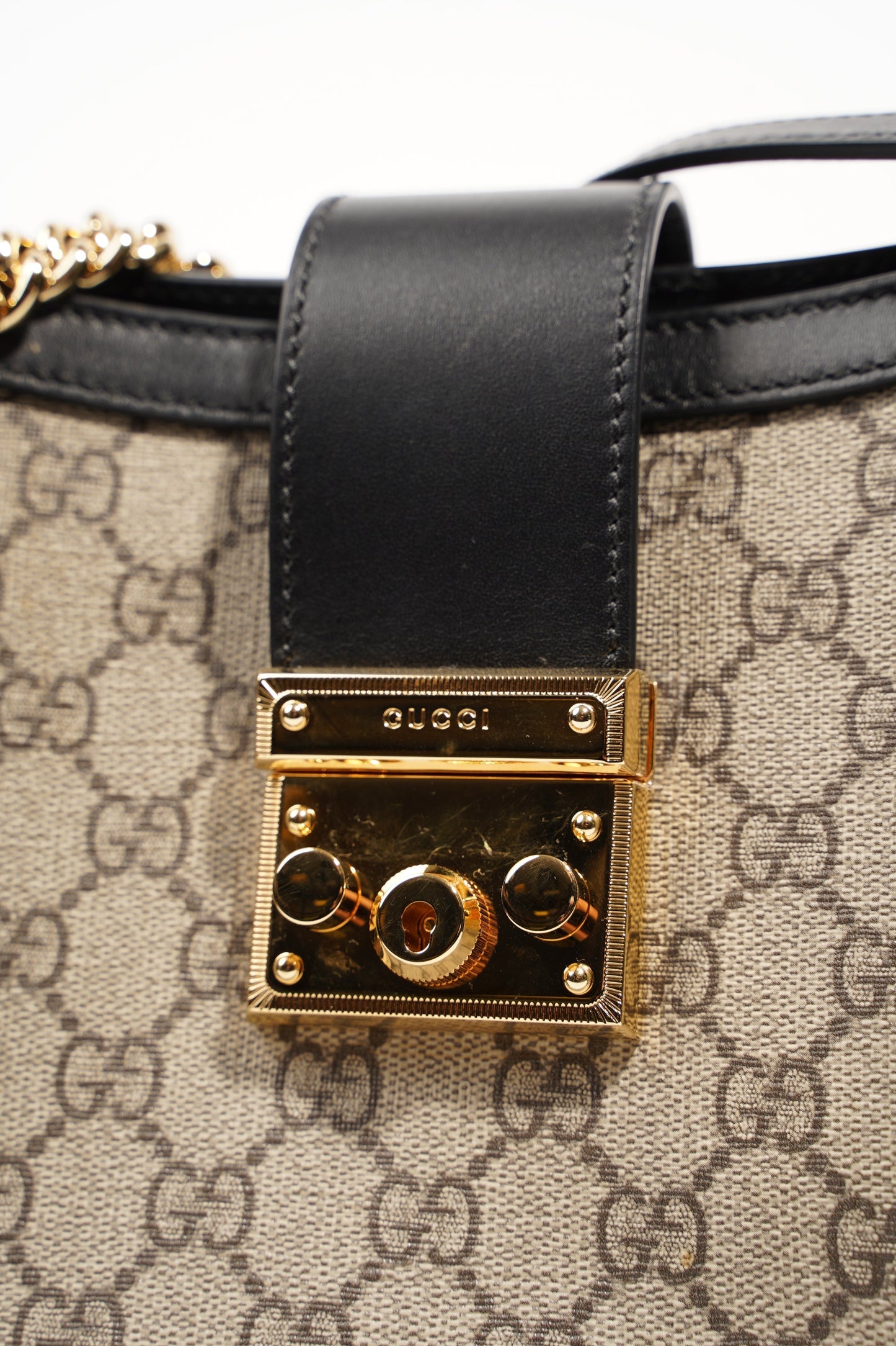 Gucci Womens Padlock Bag Supreme Black Medium