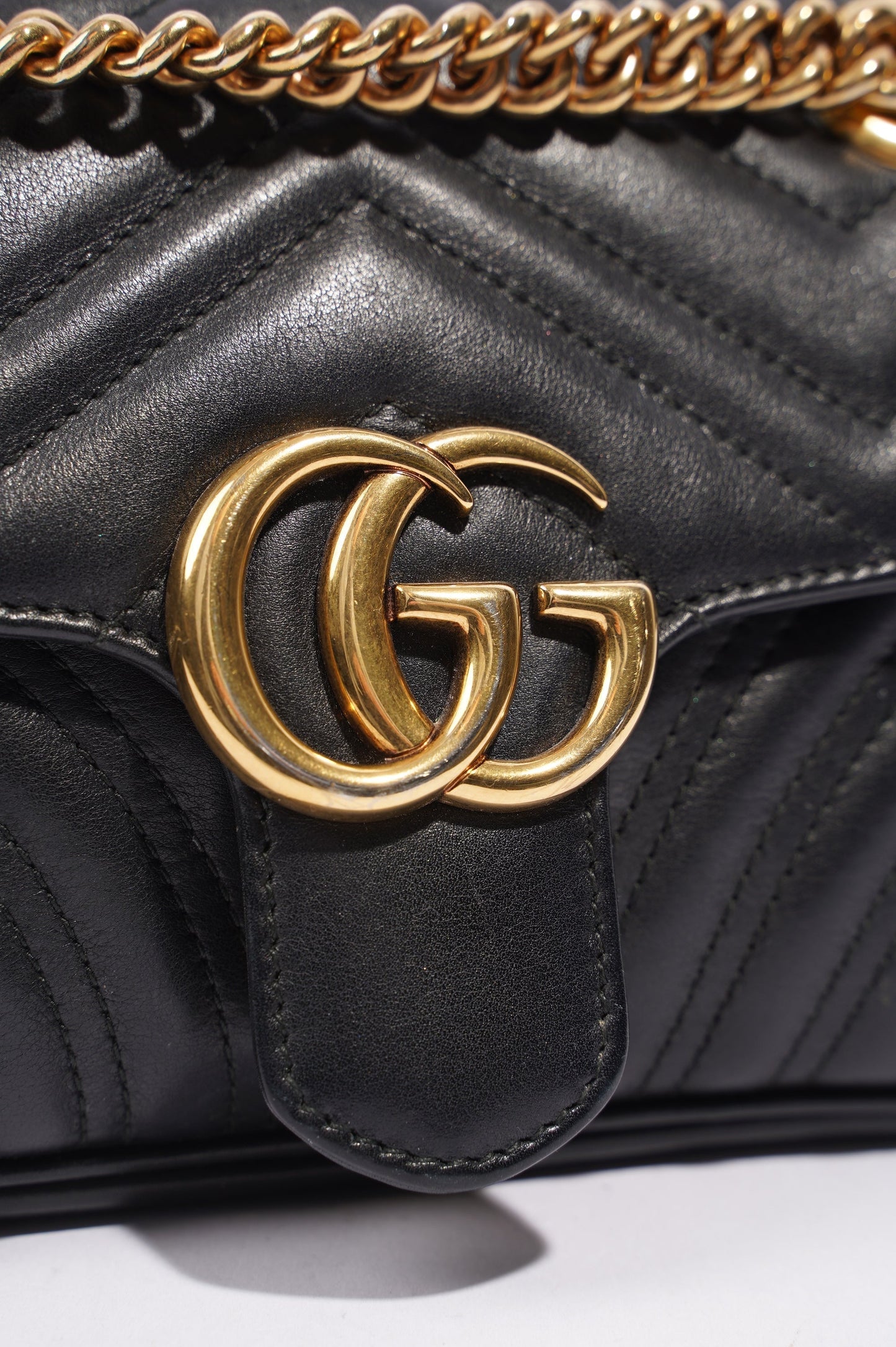 Gucci Womens GG Marmont Flap Bag Black Mini