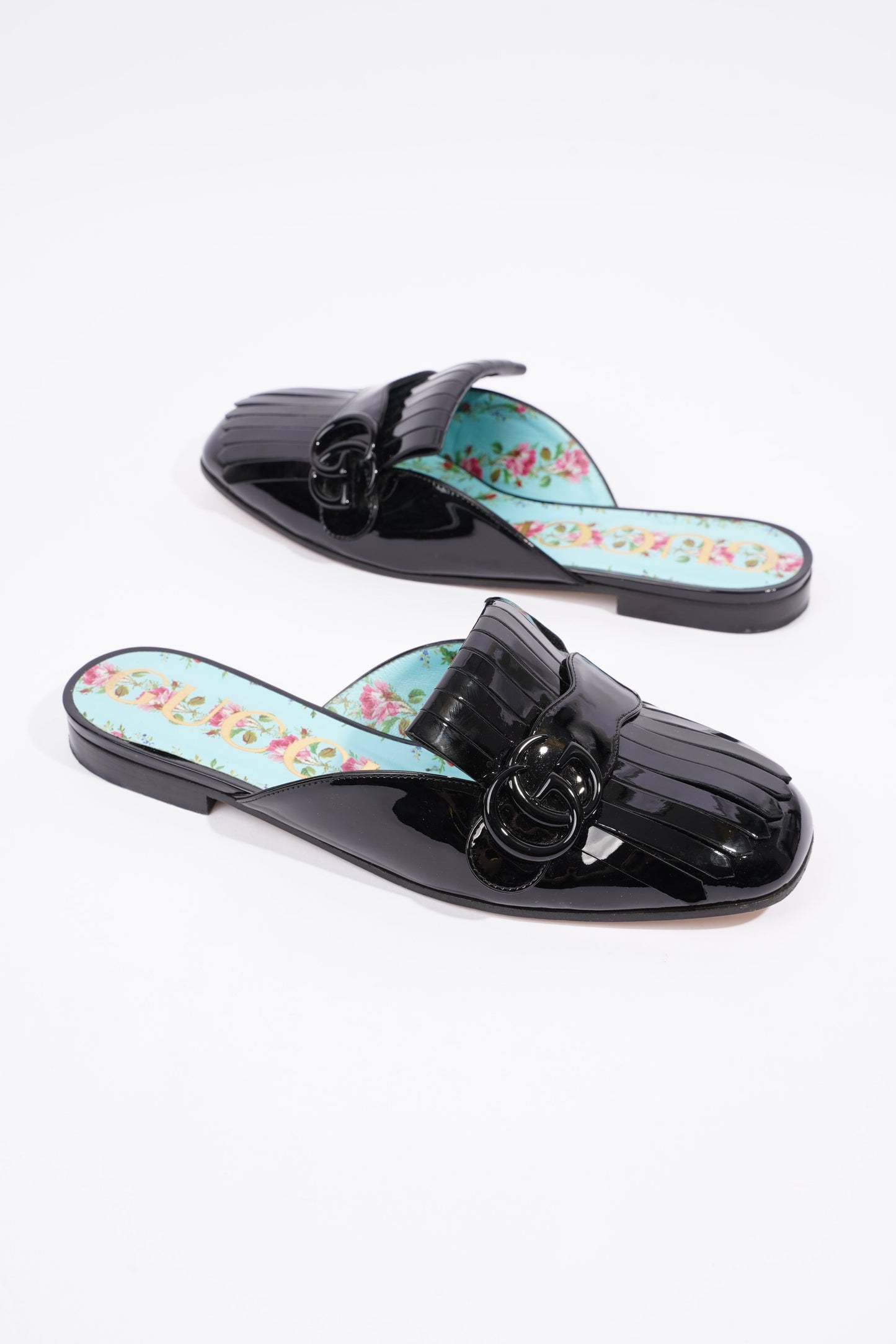 Gucci Womens Vernis Leather Sandal Black EU 37.5 / UK 4.5