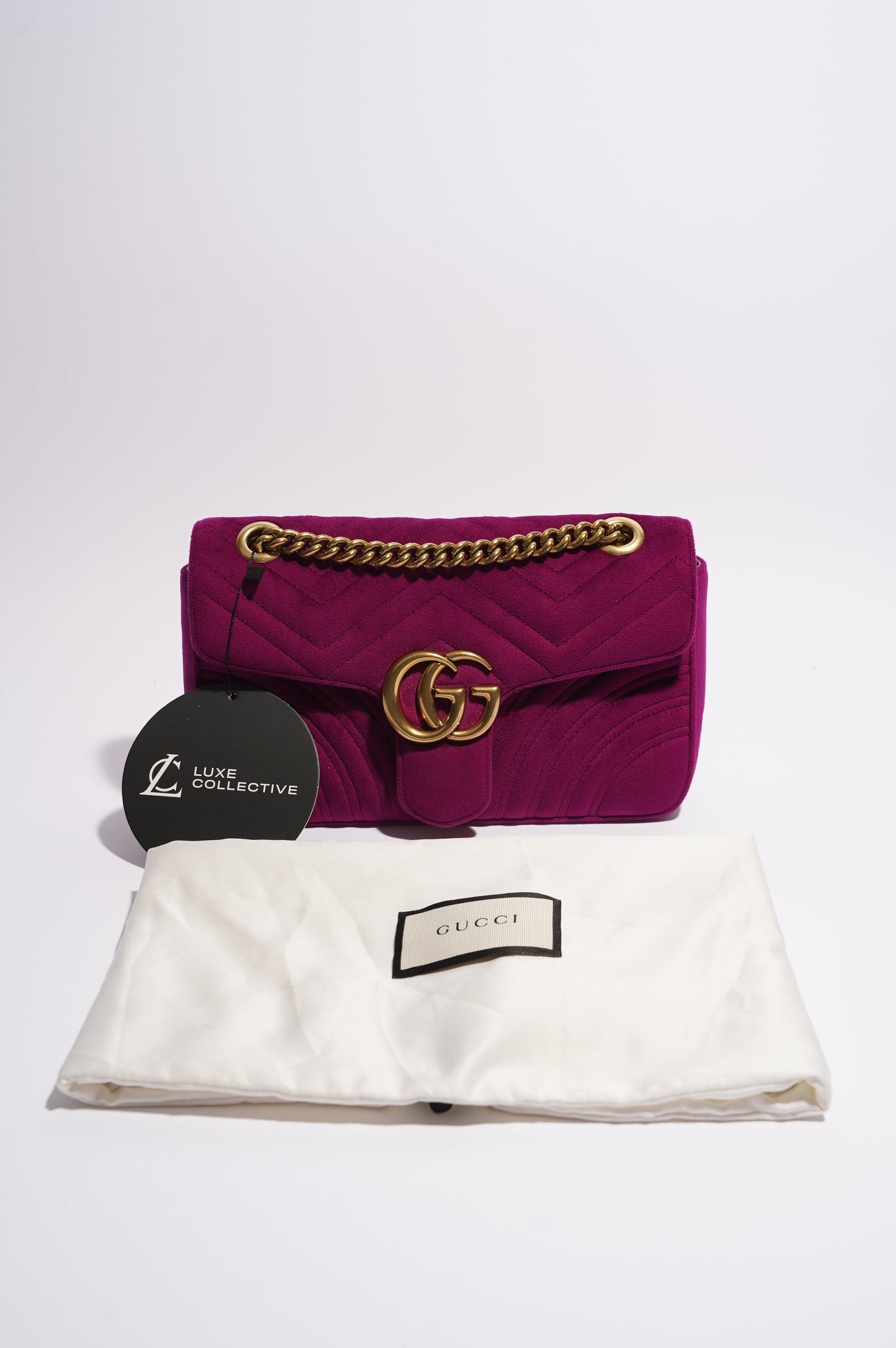 Gucci GG Marmont Flap Bag Purple Velvet Small