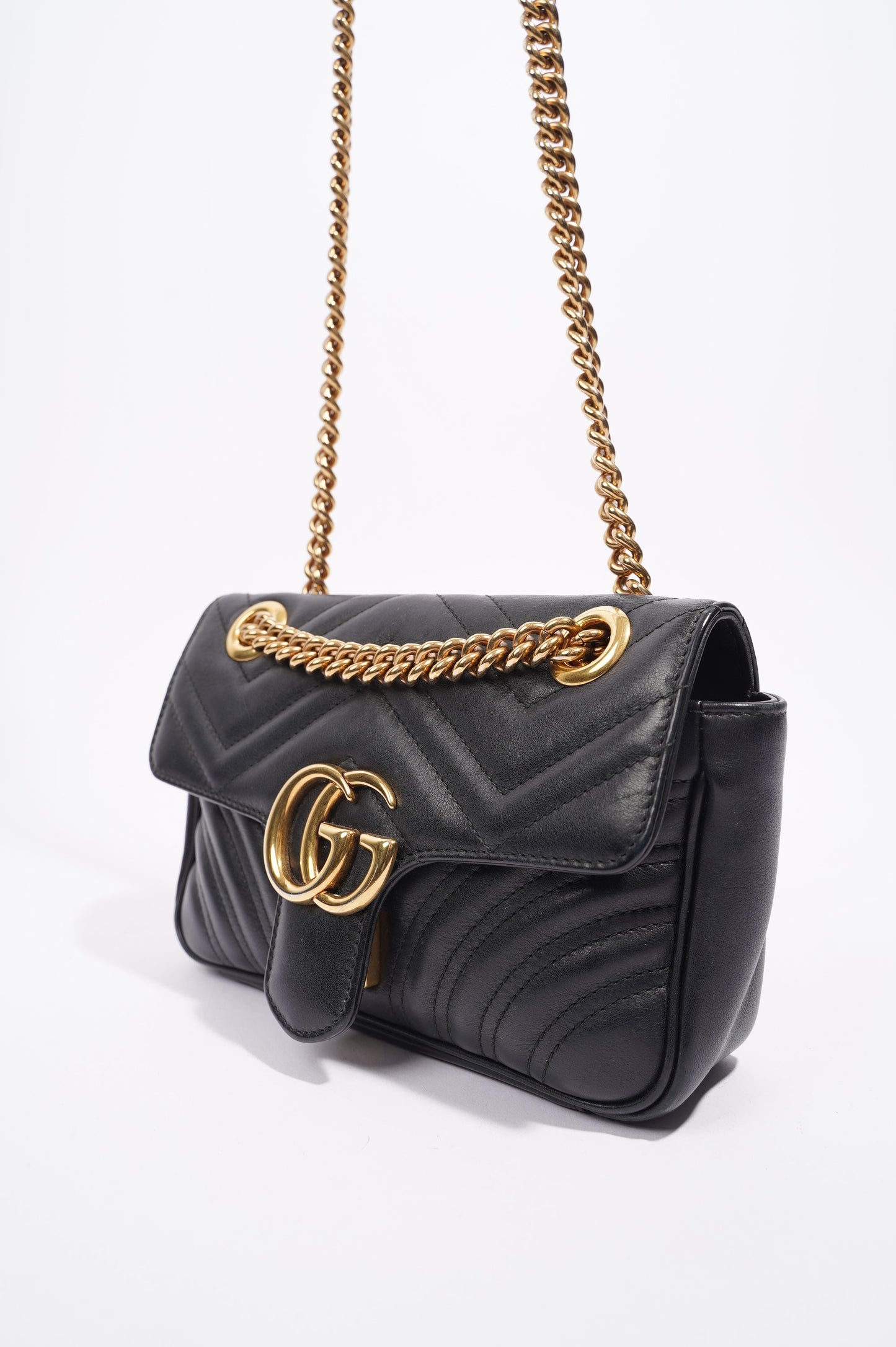 Gucci Womens GG Marmont Flap Bag Black Mini