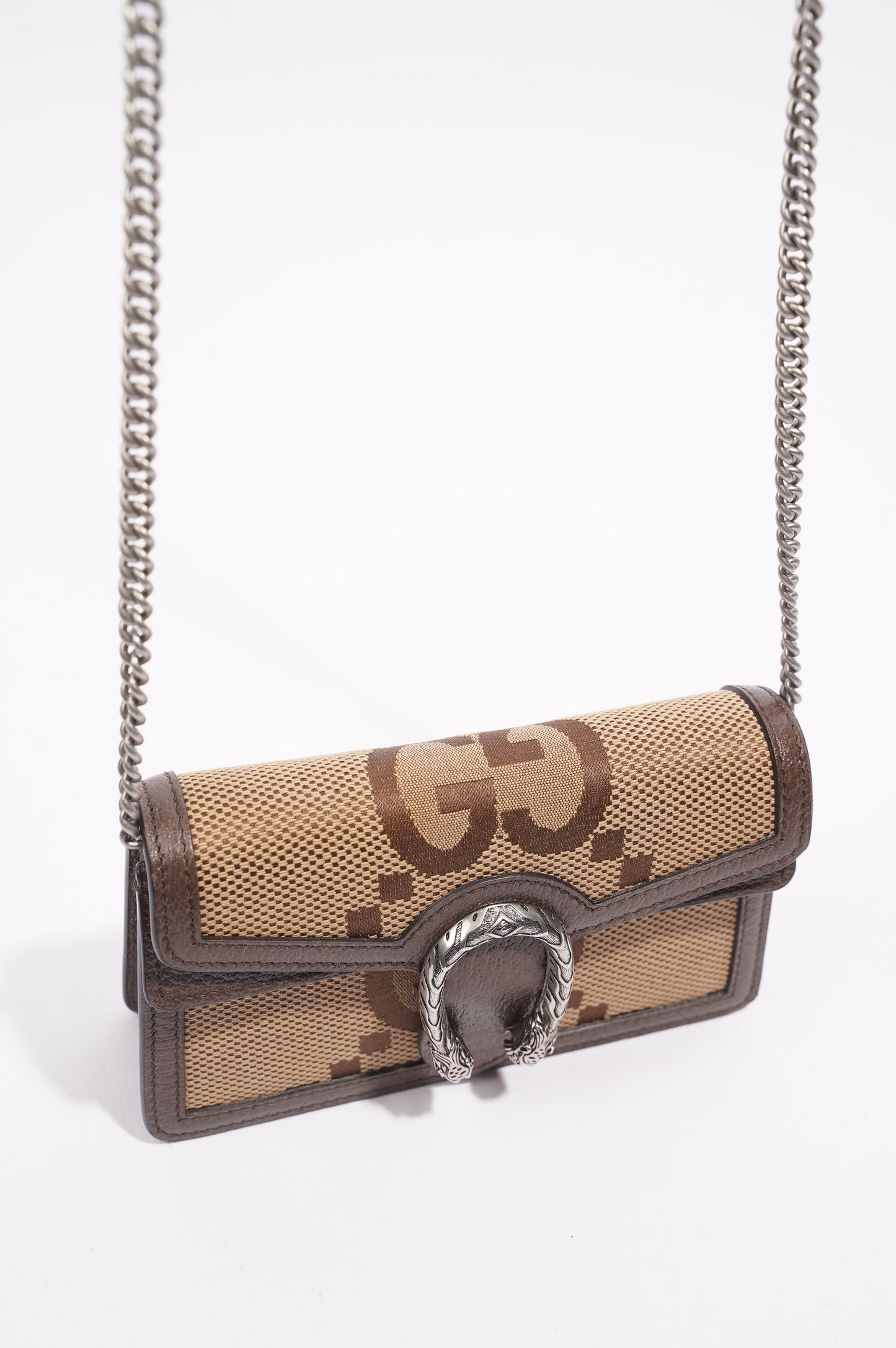 Gucci Womens Dionysus Jumbo GG Bag Brown Canvas Super Mini