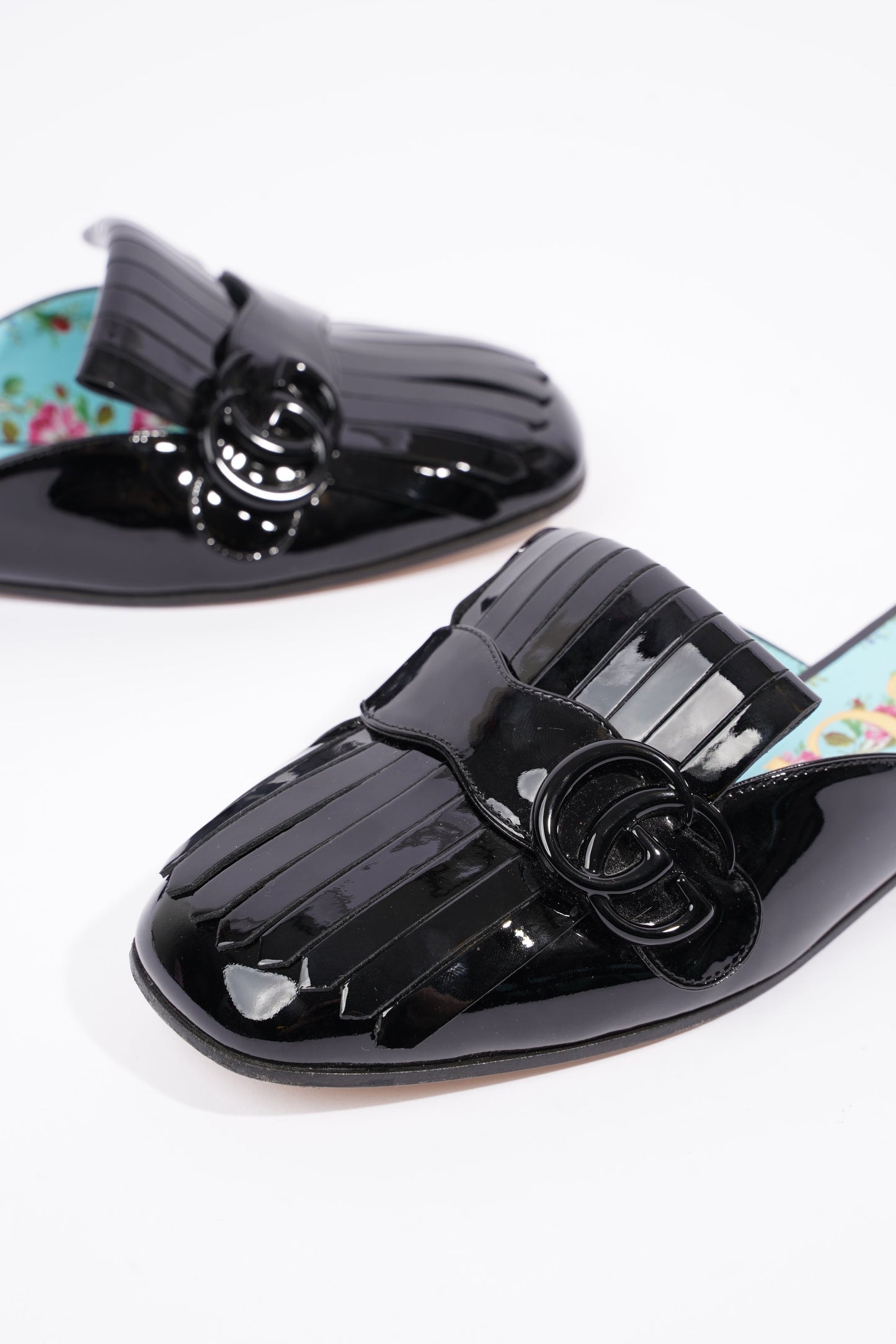 Gucci Womens Vernis Leather Sandal Black EU 37.5 / UK 4.5