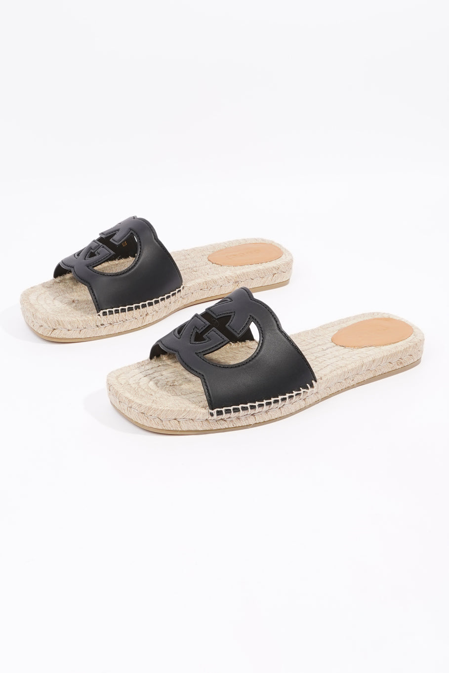 Gucci Mens Interlocking G Cut-Out Slide Sandal Black EU 45 / UK 11