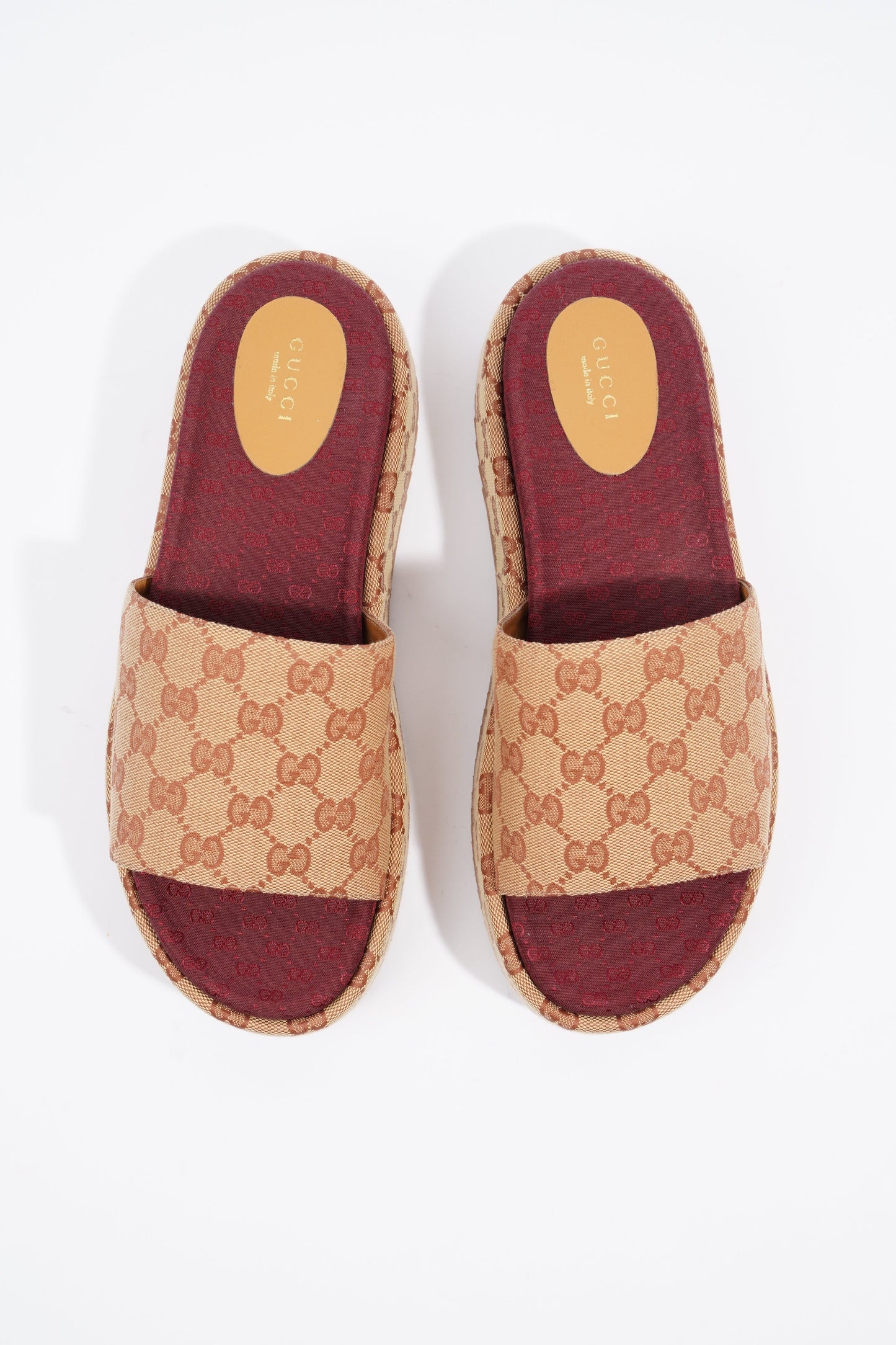 Gucci Womens Angelina GG Monogram Slides Tan EU 41 / UK 8