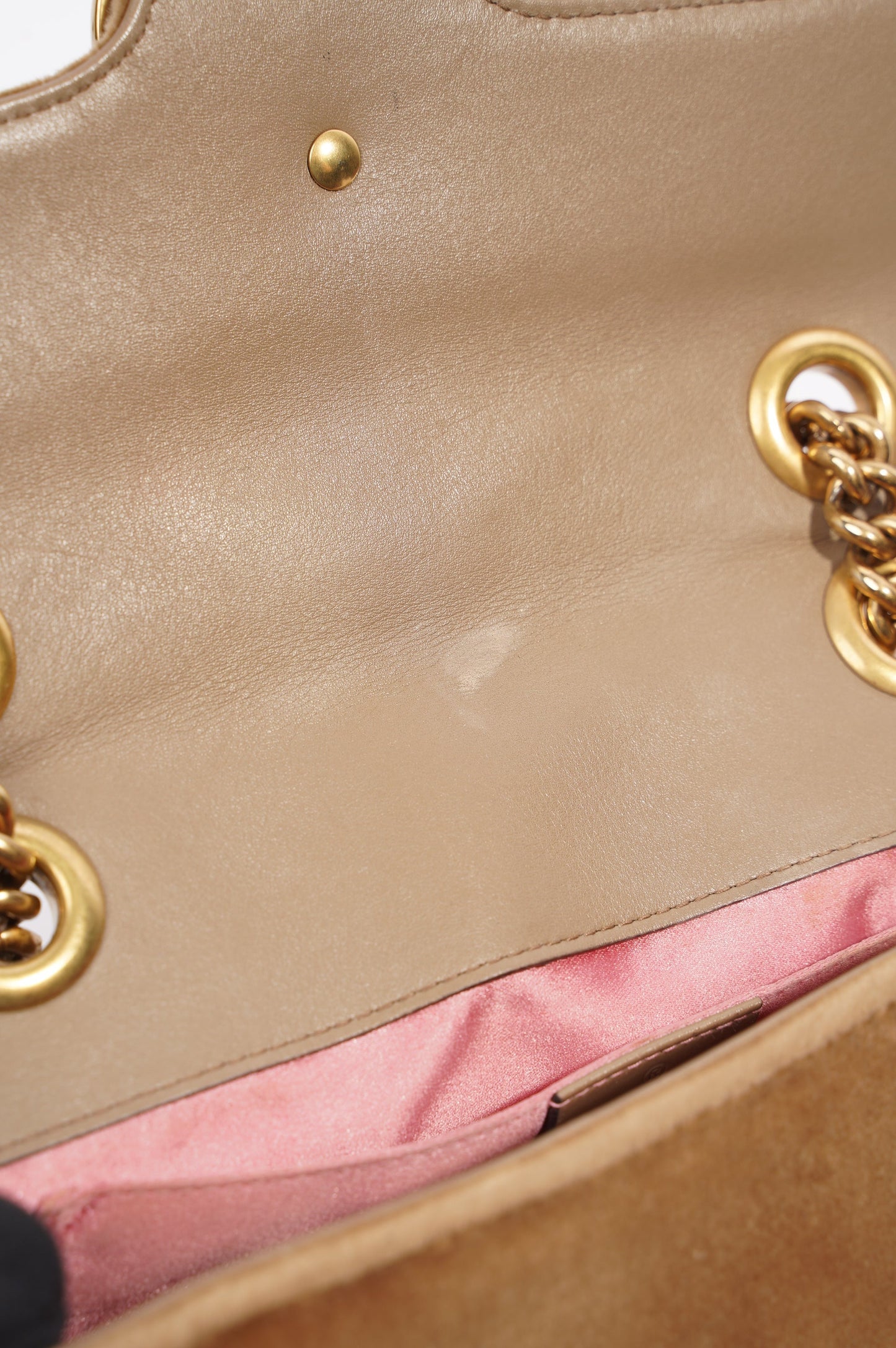 Gucci Womens GG Marmont Flap Bag Caramel Small