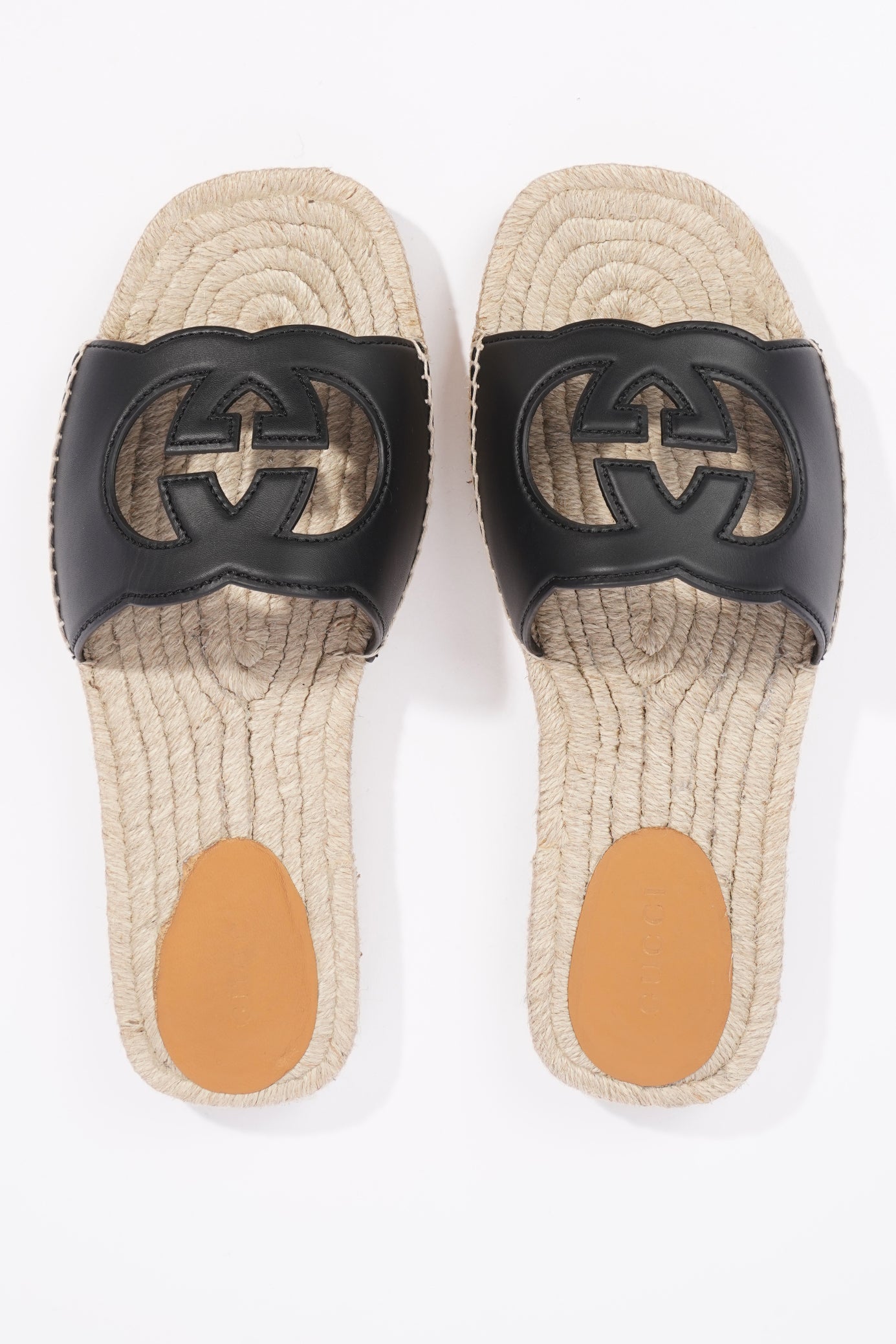 Gucci Mens Interlocking G Cut-Out Slide Sandal Black EU 45 / UK 11
