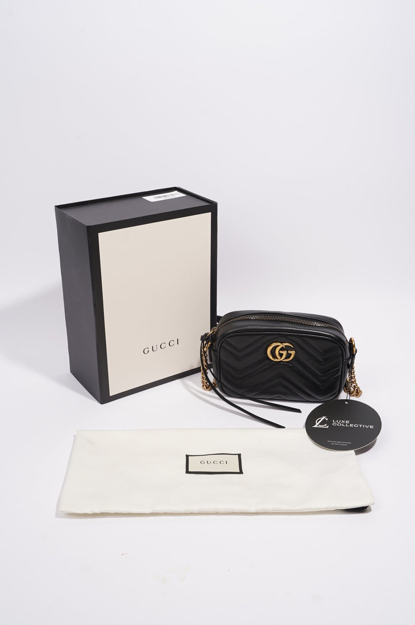 Gucci Womens Marmont Zip Black Leather Mini