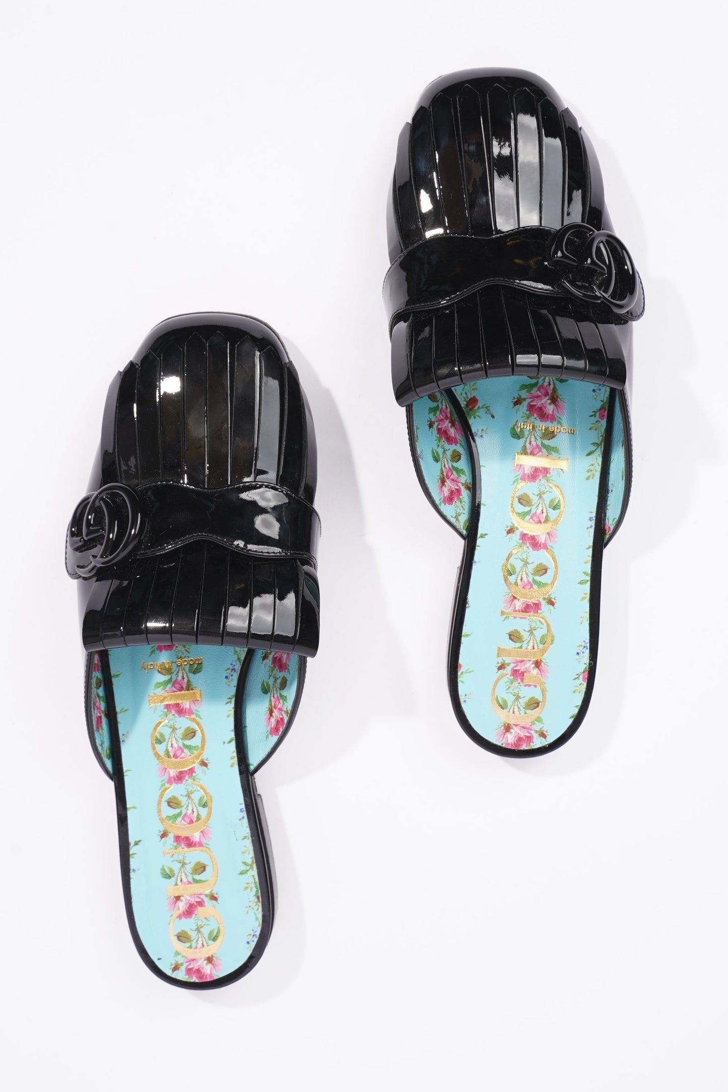 Gucci Womens Vernis Leather Sandal Black EU 37.5 / UK 4.5