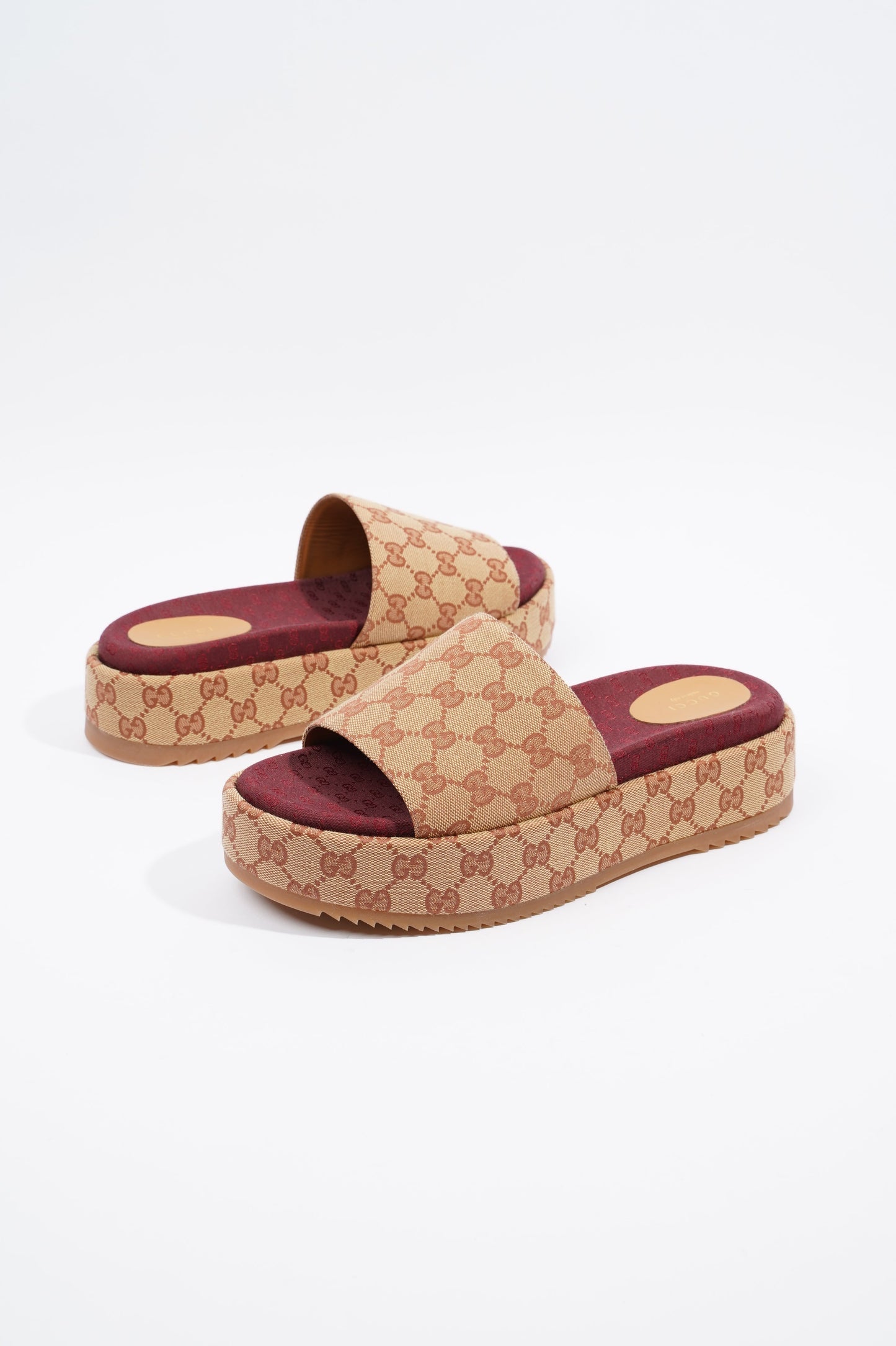 Gucci Womens Angelina GG Monogram Slides Tan EU 41 / UK 8