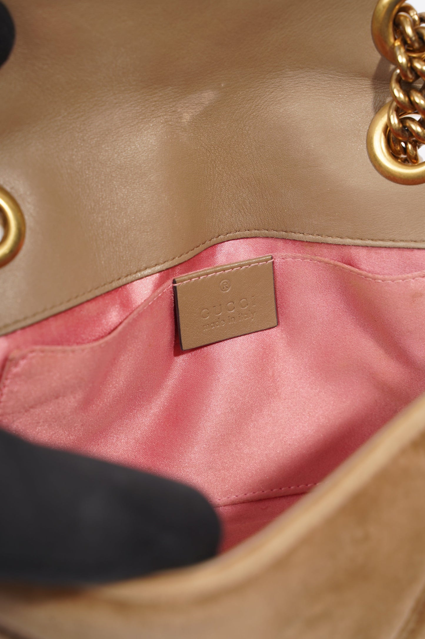 Gucci Womens GG Marmont Flap Bag Caramel Small