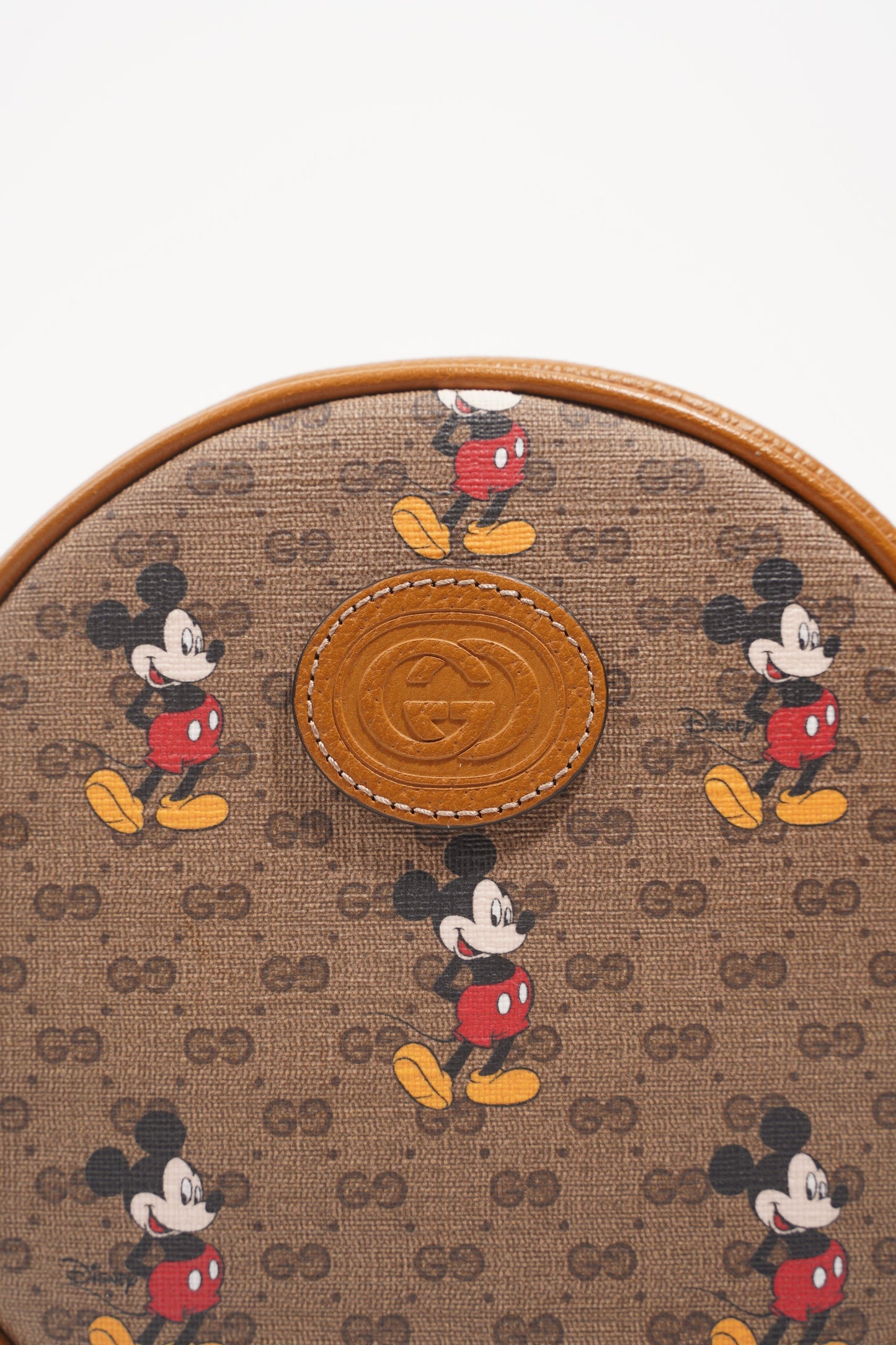 Gucci x Disney Womens Round Mini Backpack Supreme Brown