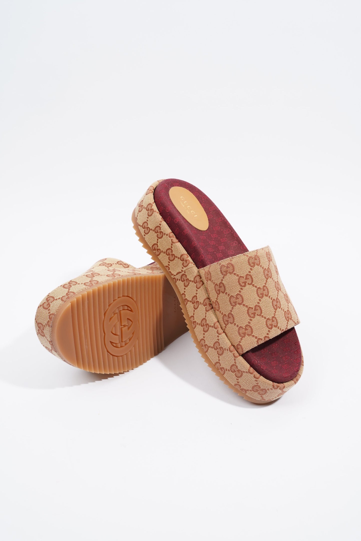 Gucci Womens Angelina GG Monogram Slides Tan EU 41 / UK 8