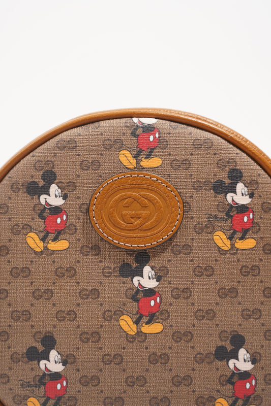 Gucci x Disney Womens Round Mini Backpack Supreme Brown