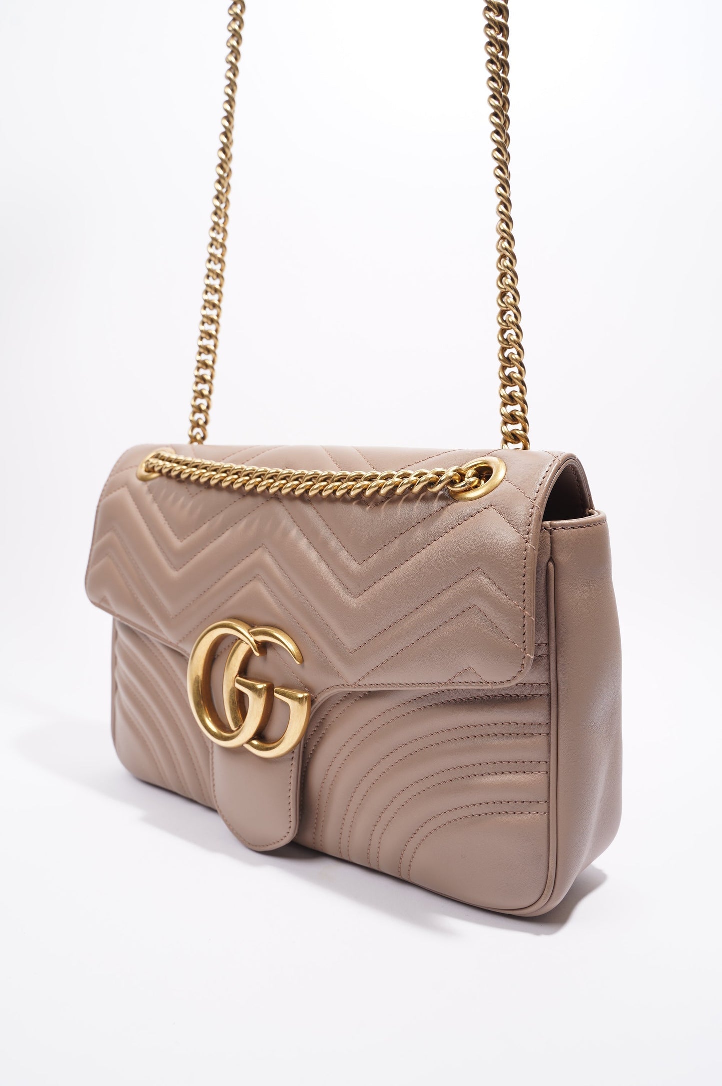 Gucci Womens Marmont Flap Nude Medium