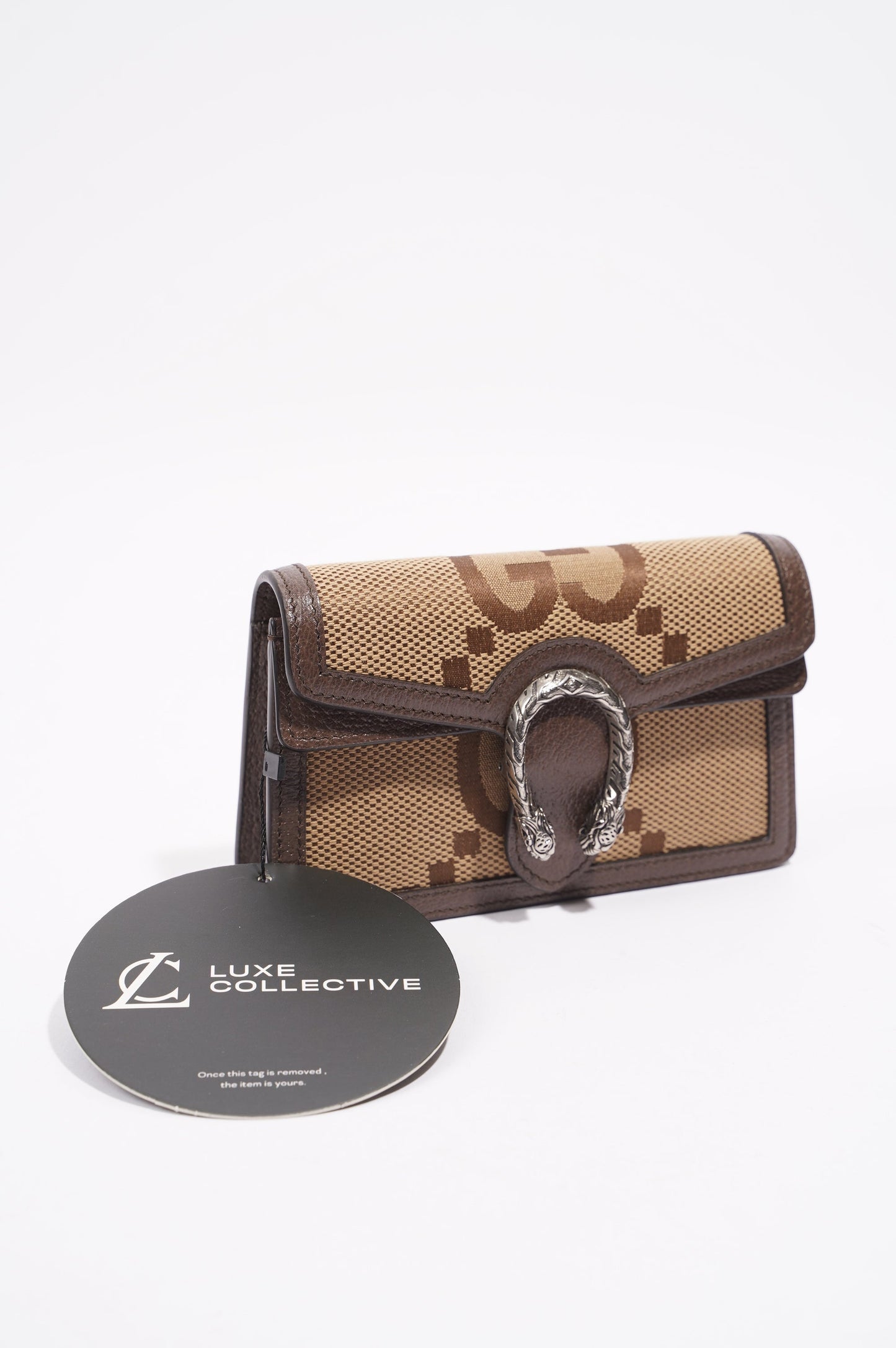 Gucci Womens Dionysus Jumbo GG Bag Brown Canvas Super Mini