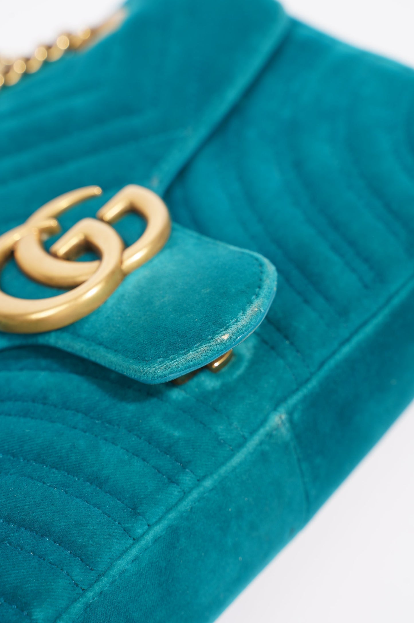 Gucci GG Marmont Flap Bag Green Velvet Small