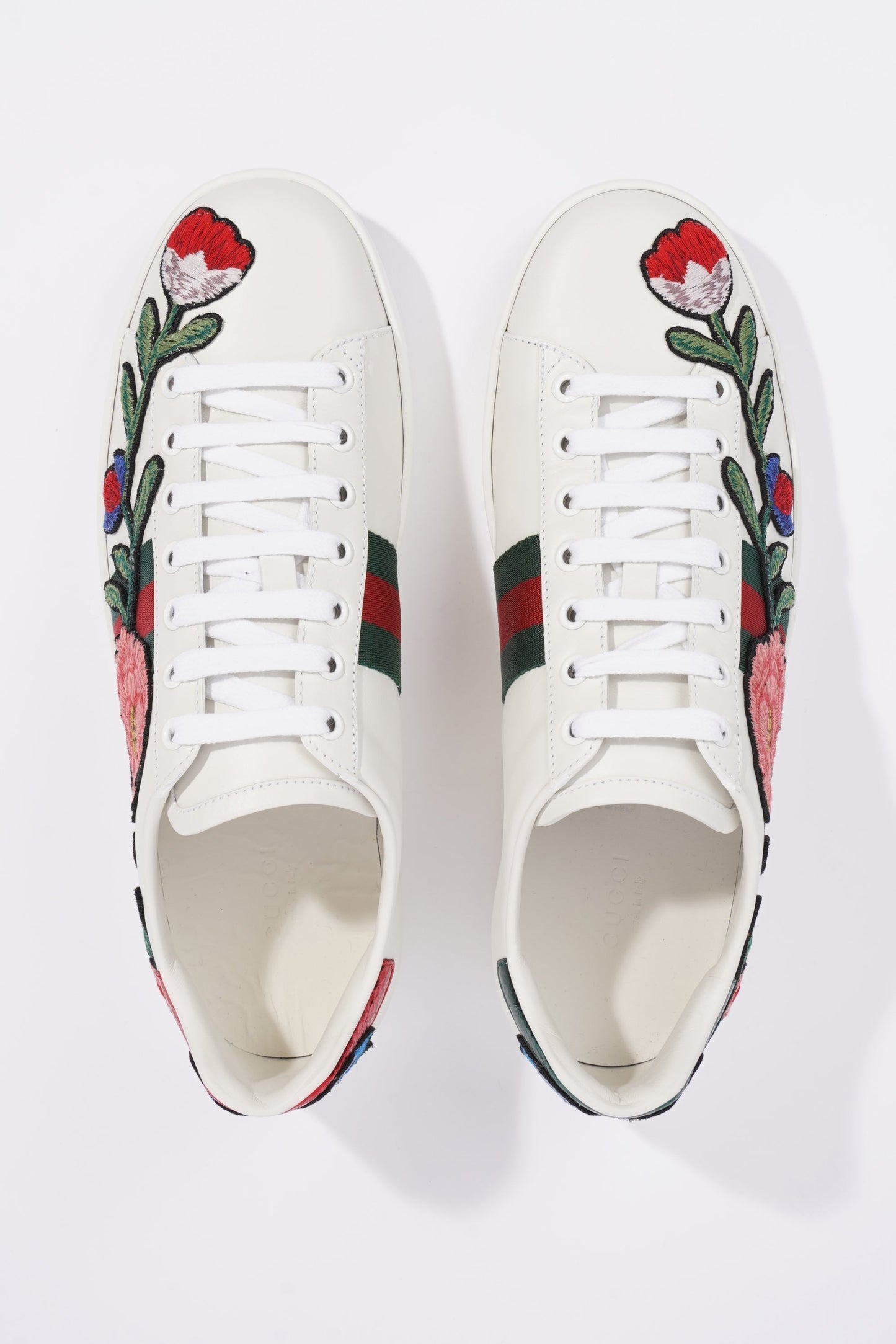 Gucci Womens Foral Ace Sneakers White EU 39.5 / UK 6.5