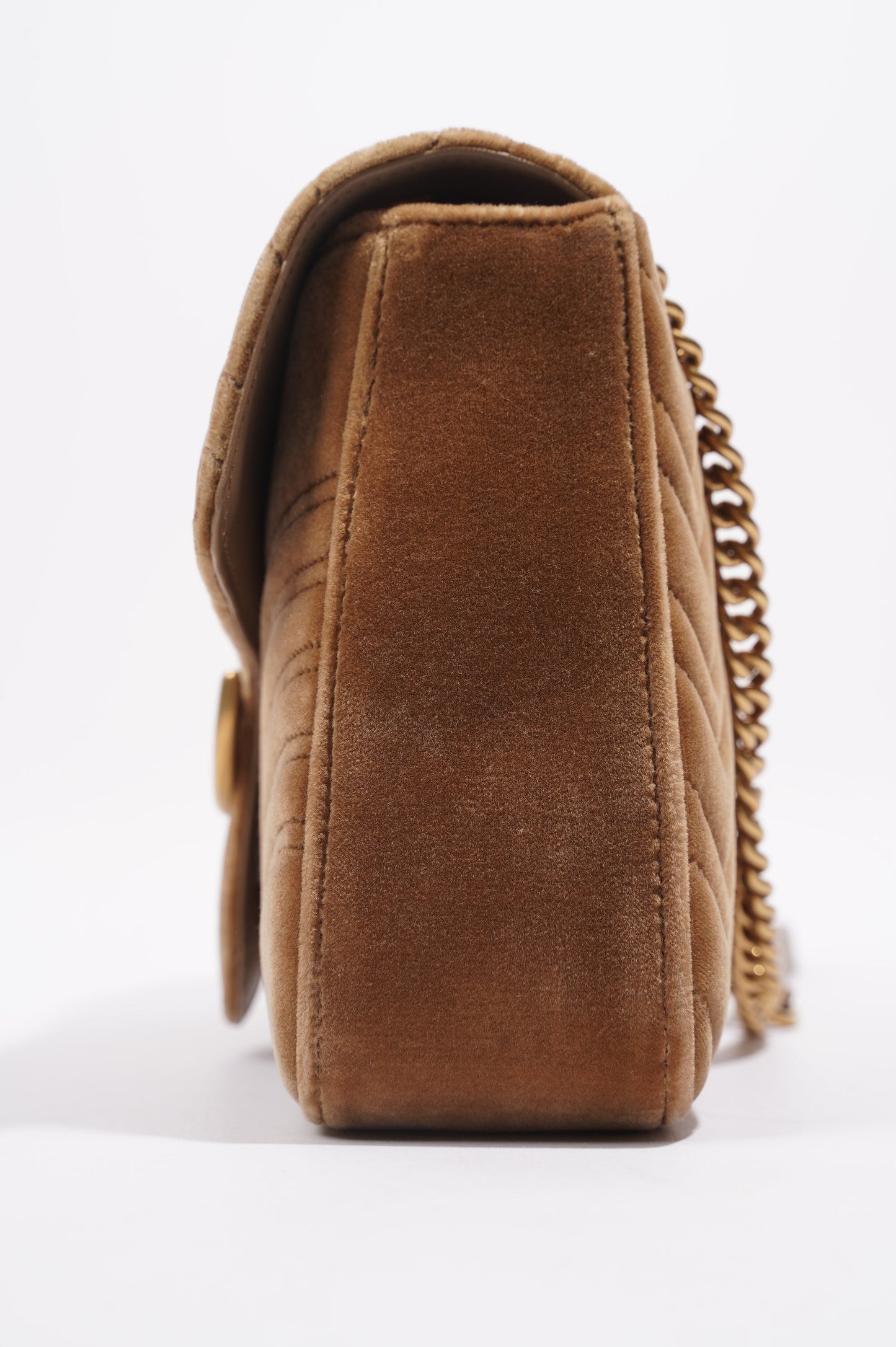 Gucci Womens Marmont Flap Brown Velvet Medium