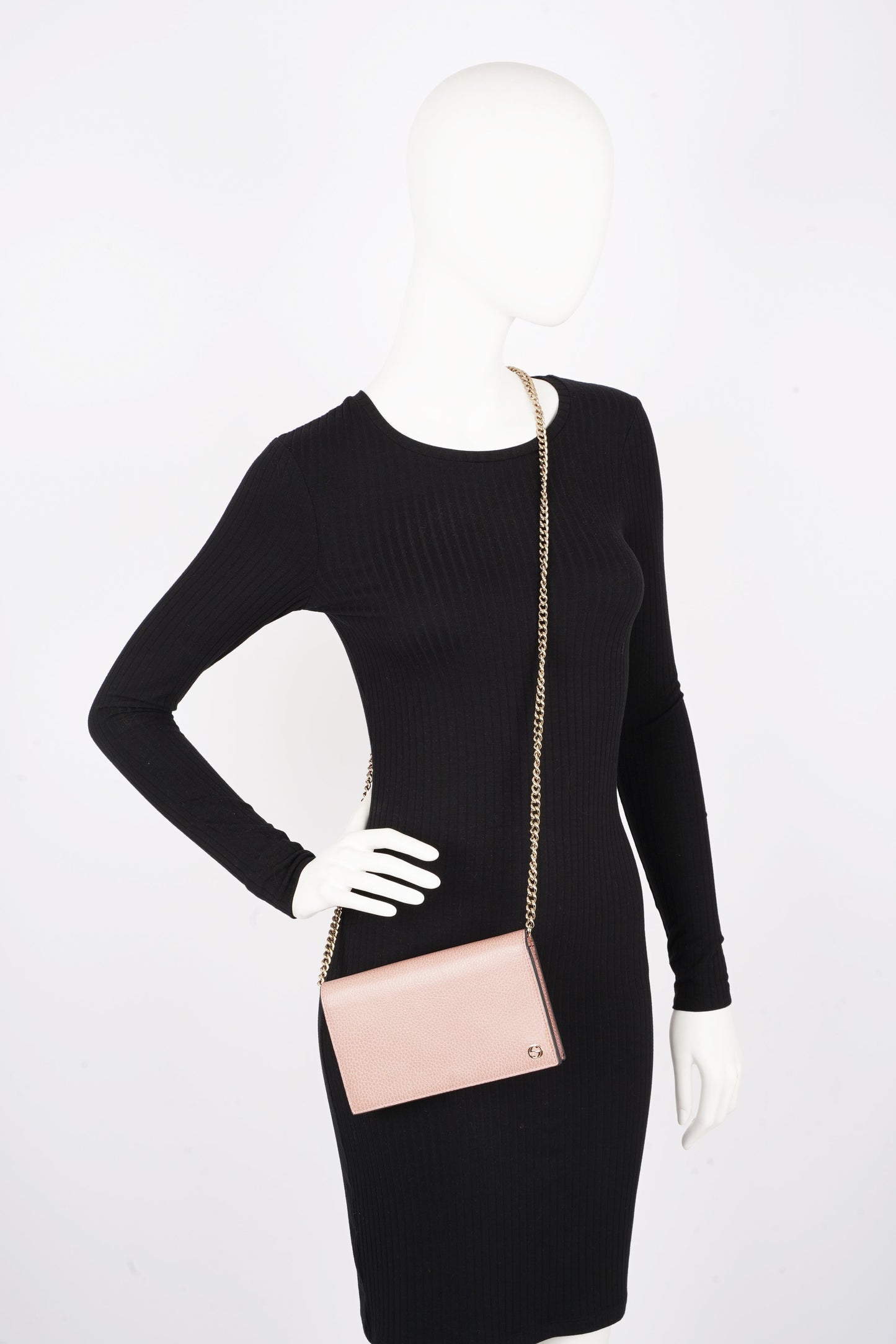 Gucci Womens Wallet on Chain Pink Leather