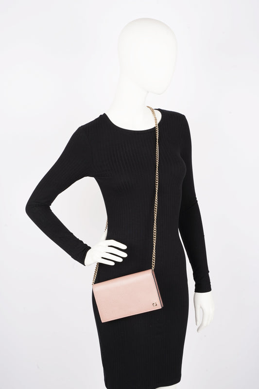 Gucci Womens Wallet on Chain Pink Leather