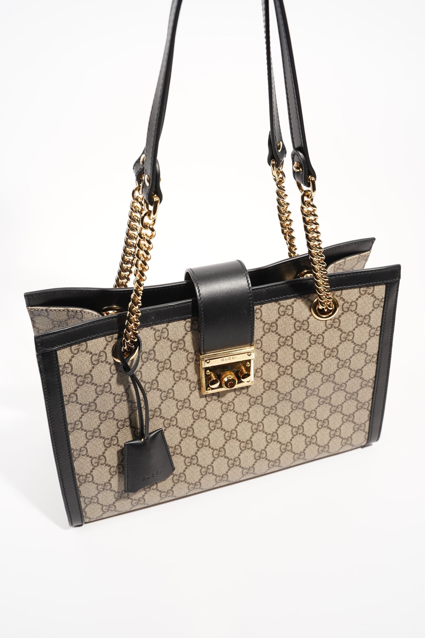Gucci Womens Padlock Bag Supreme Black Medium