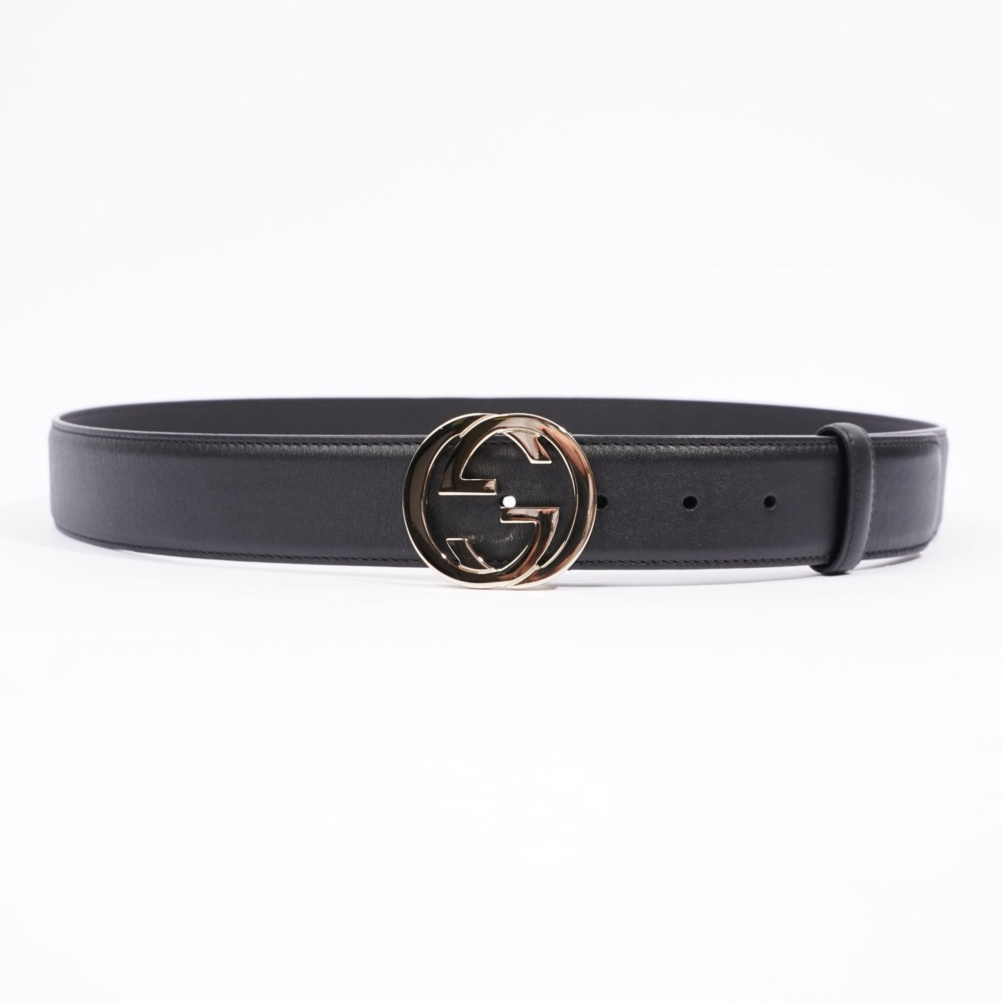 Gucci Womens Interlocking Belt Black Leather 100cm - 40"