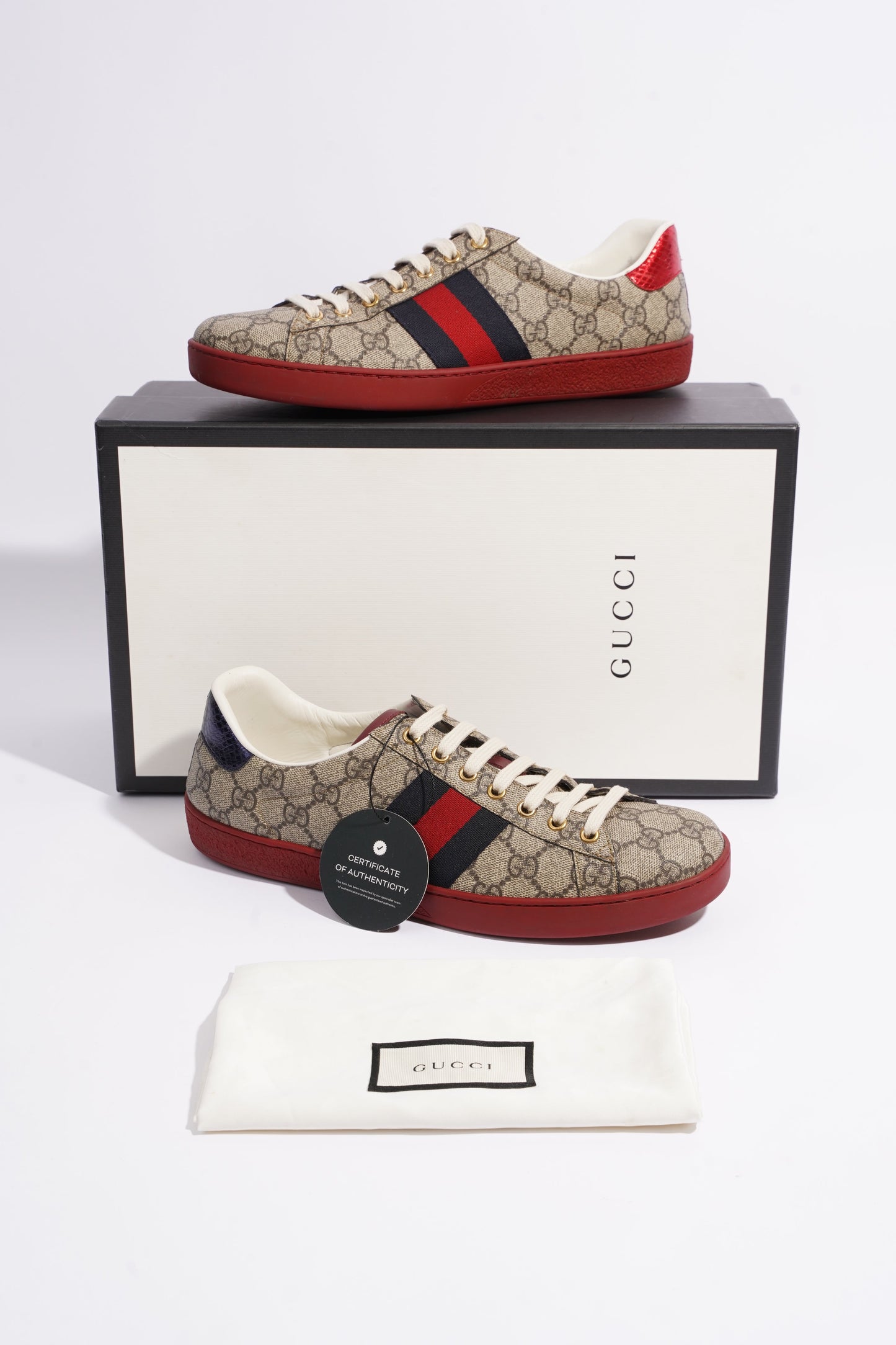 Gucci Mens Ace GG Supreme / Navy / Red EU 42.5 / UK 8.5