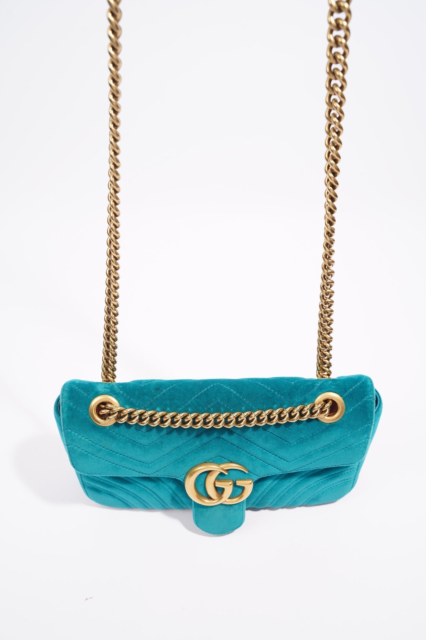 Gucci GG Marmont Flap Bag Green Velvet Small